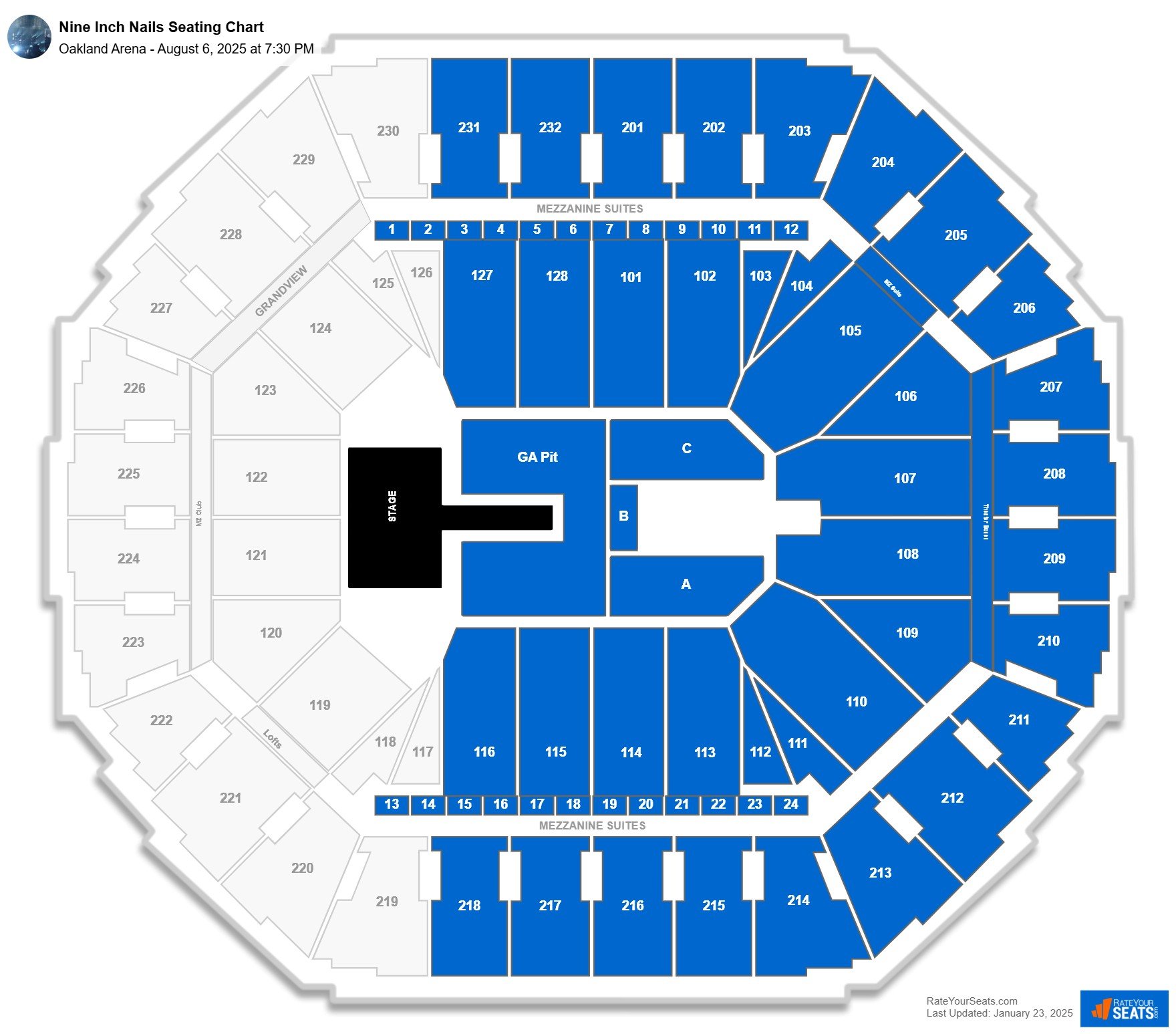 Nine Inch Nails seating chart Oakland Arena