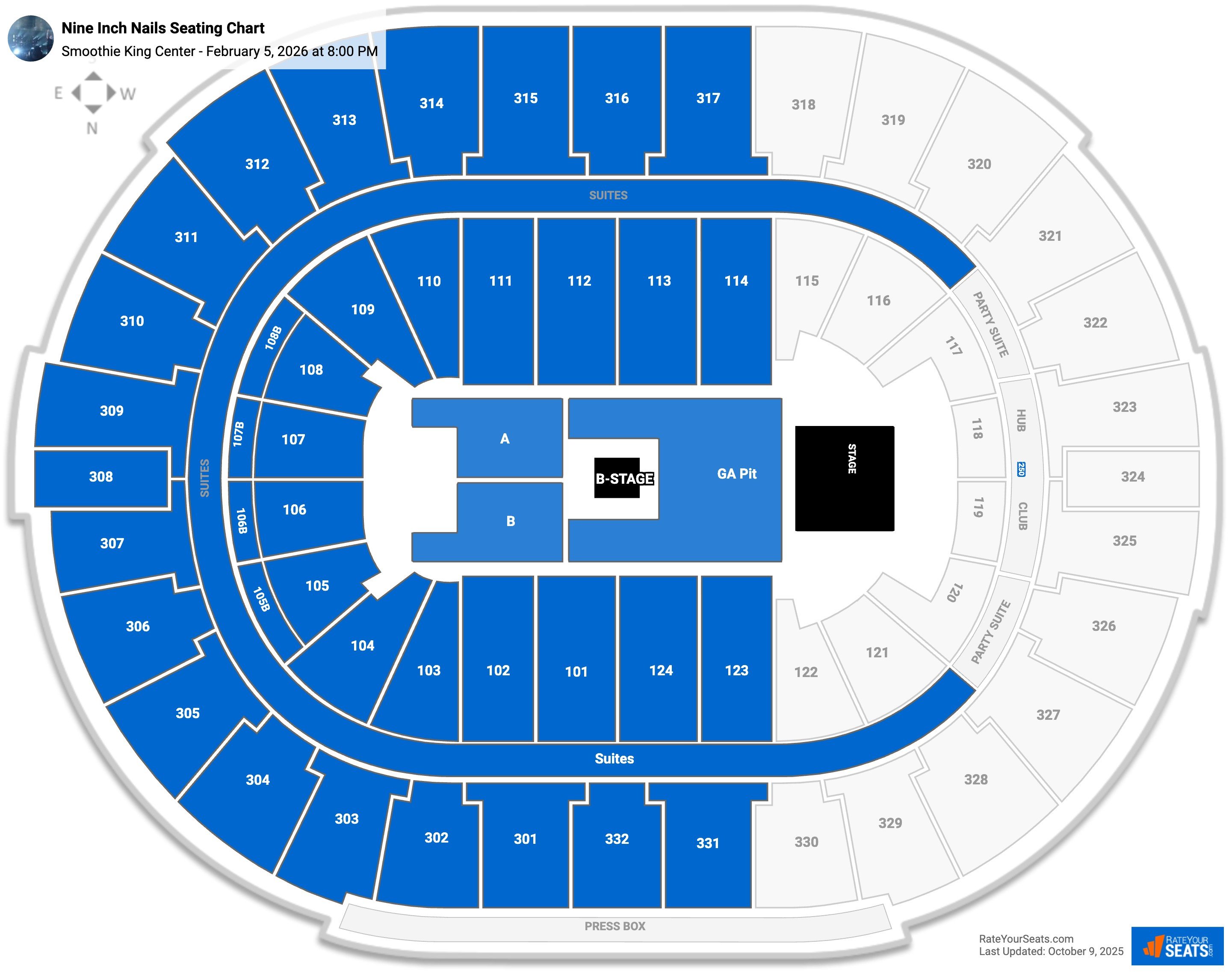 Nine Inch Nails seating chart Smoothie King Center