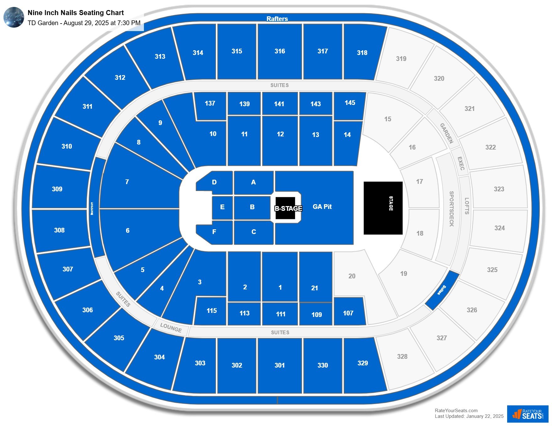 Nine Inch Nails seating chart TD Garden