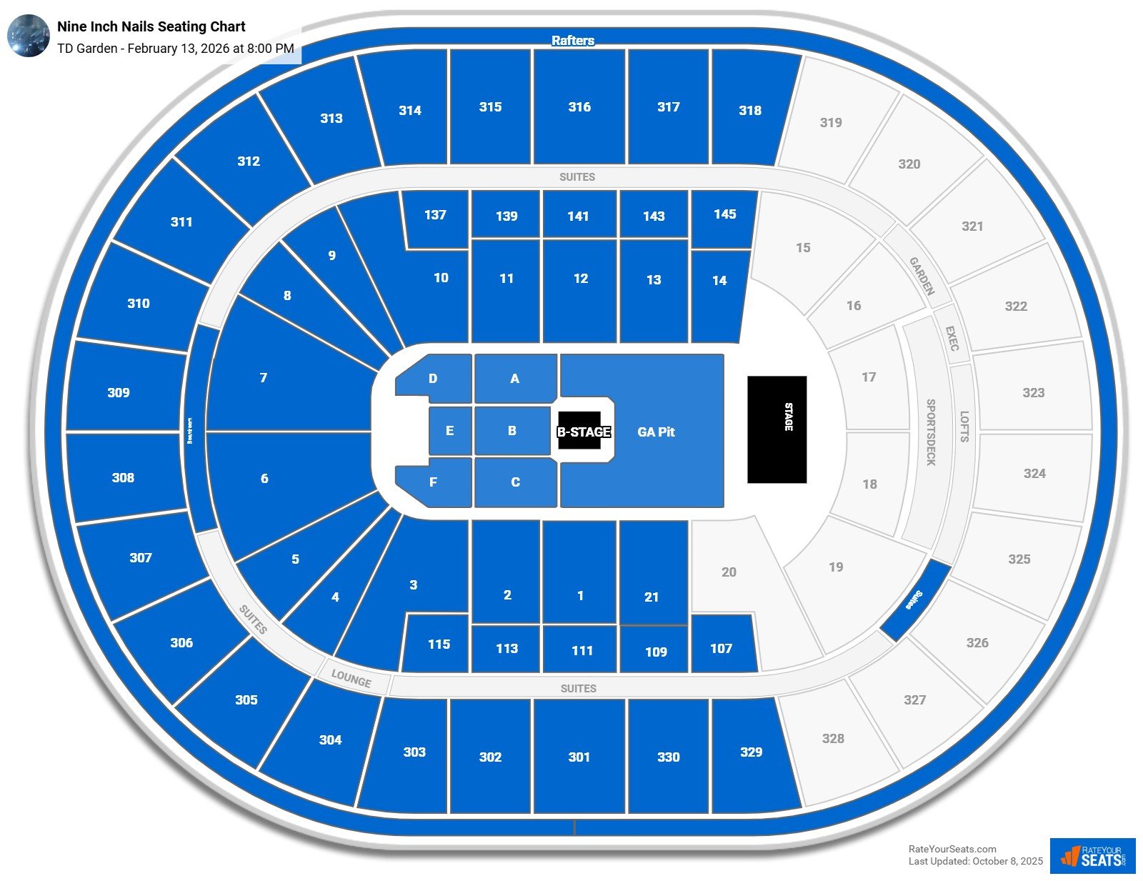 Nine Inch Nails seating chart TD Garden