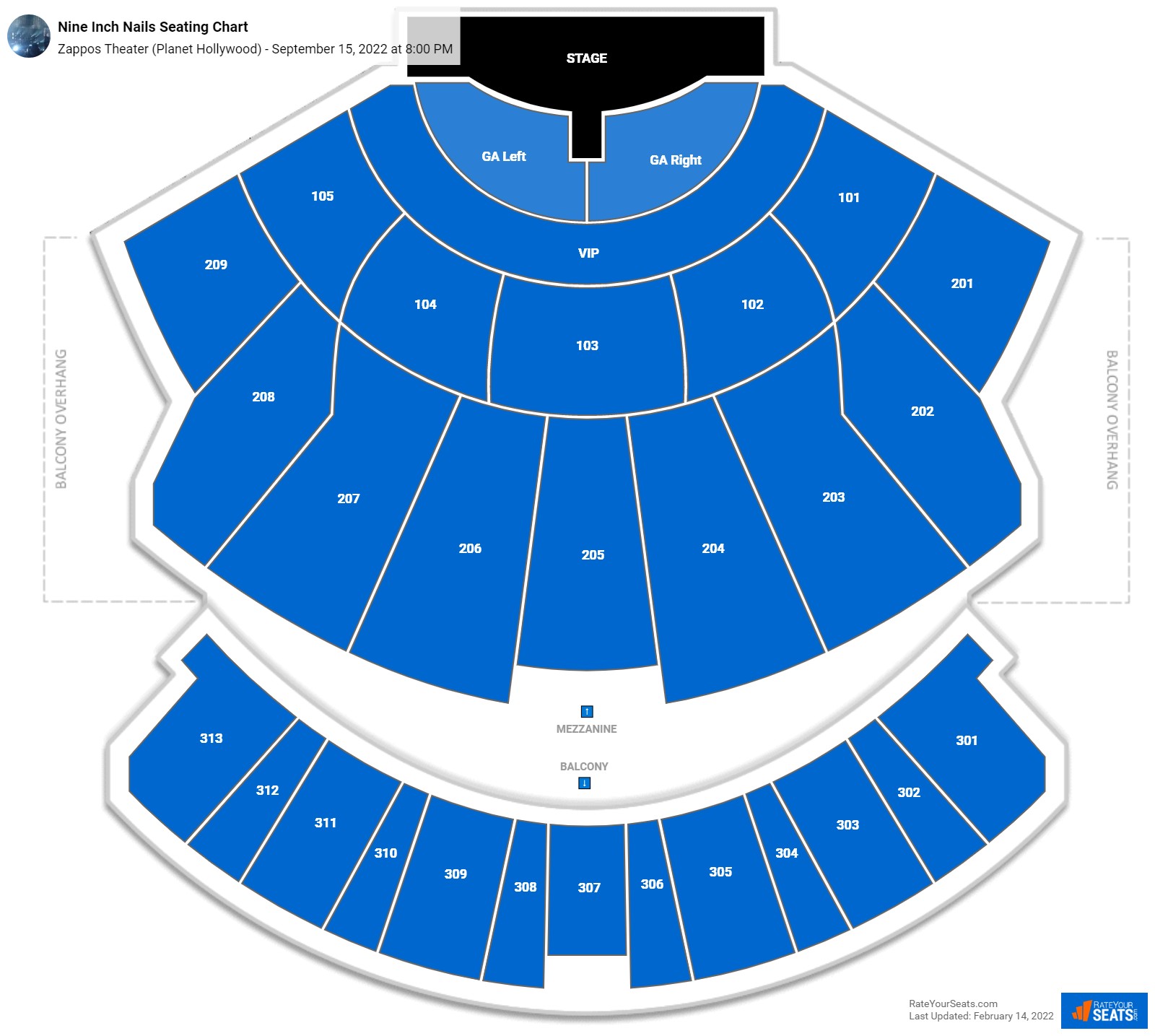 Nine Inch Nails seating chart Zappos Theater (Planet Hollywood)