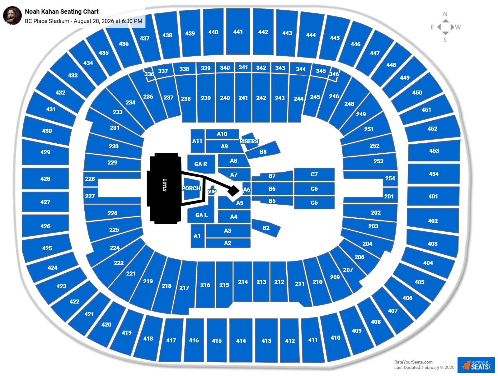Noah Kahan seating chart BC Place Stadium