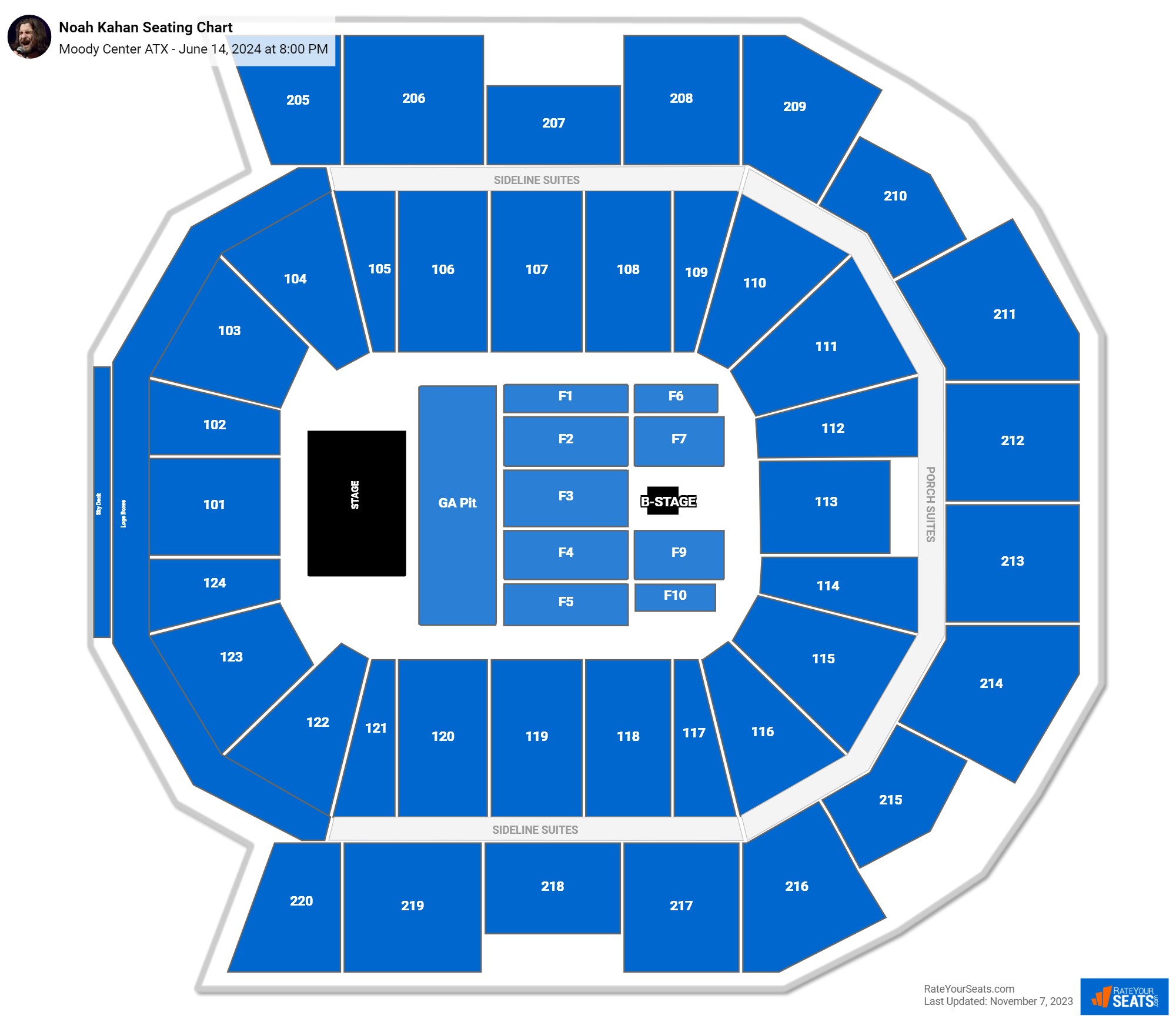 Noah Kahan seating chart Moody Center ATX