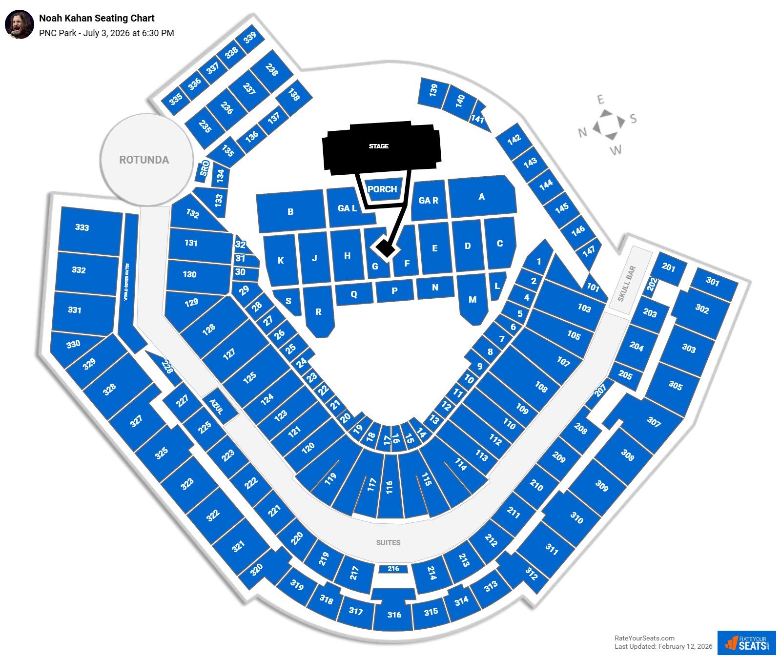Noah Kahan seating chart PNC Park