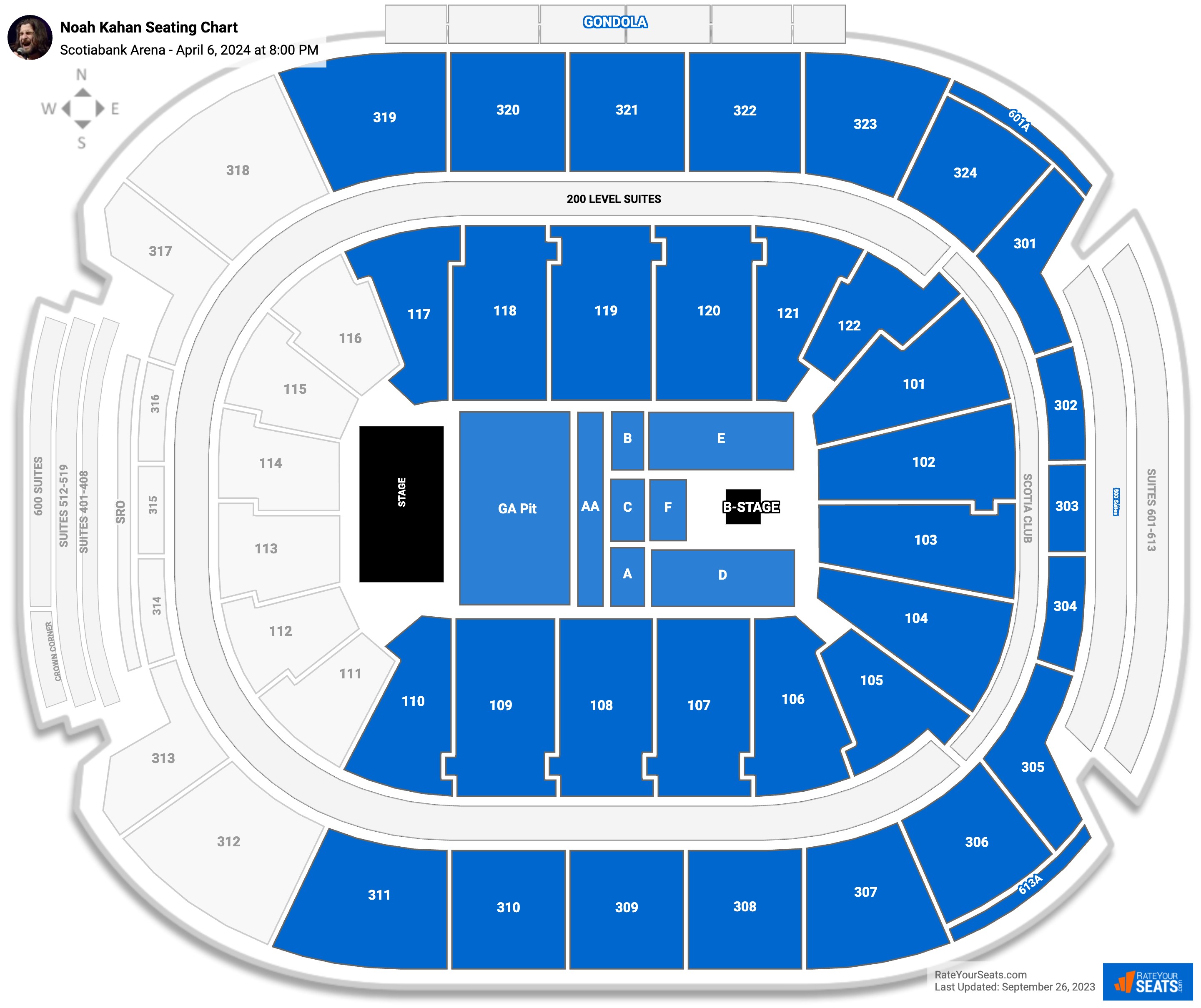 Noah Kahan seating chart Scotiabank Arena