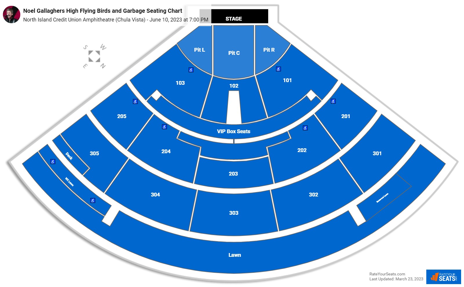 Noel Gallaghers High Flying Birds and Garbage seating chart North Island Credit Union Amphitheatre (Chula Vista)