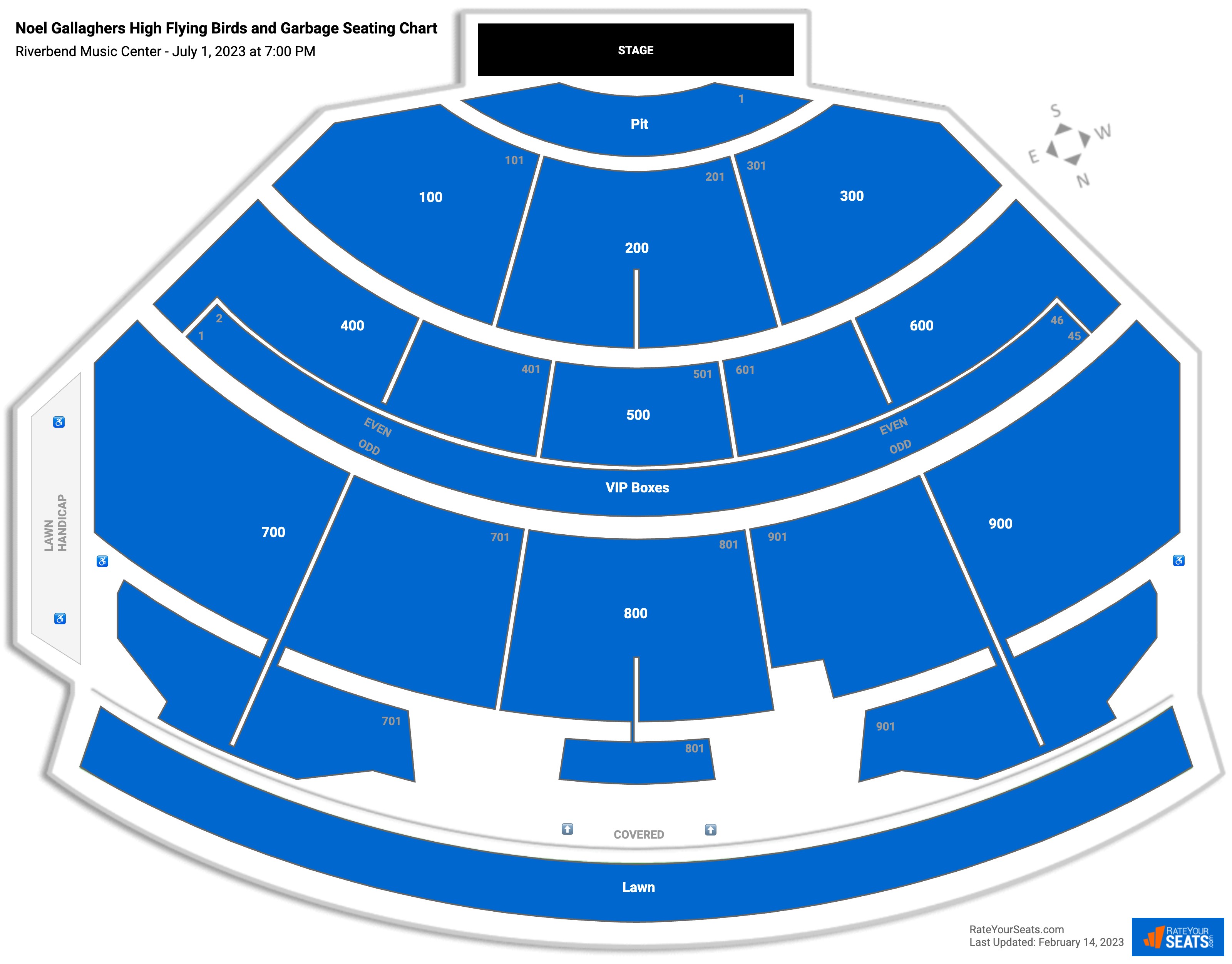 Noel Gallaghers High Flying Birds and Garbage seating chart Riverbend Music Center