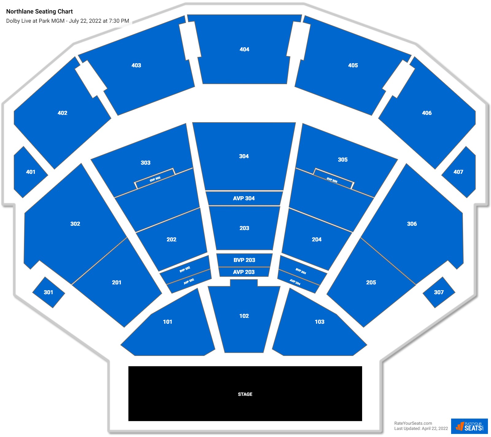 Northlane seating chart Dolby Live at Park MGM