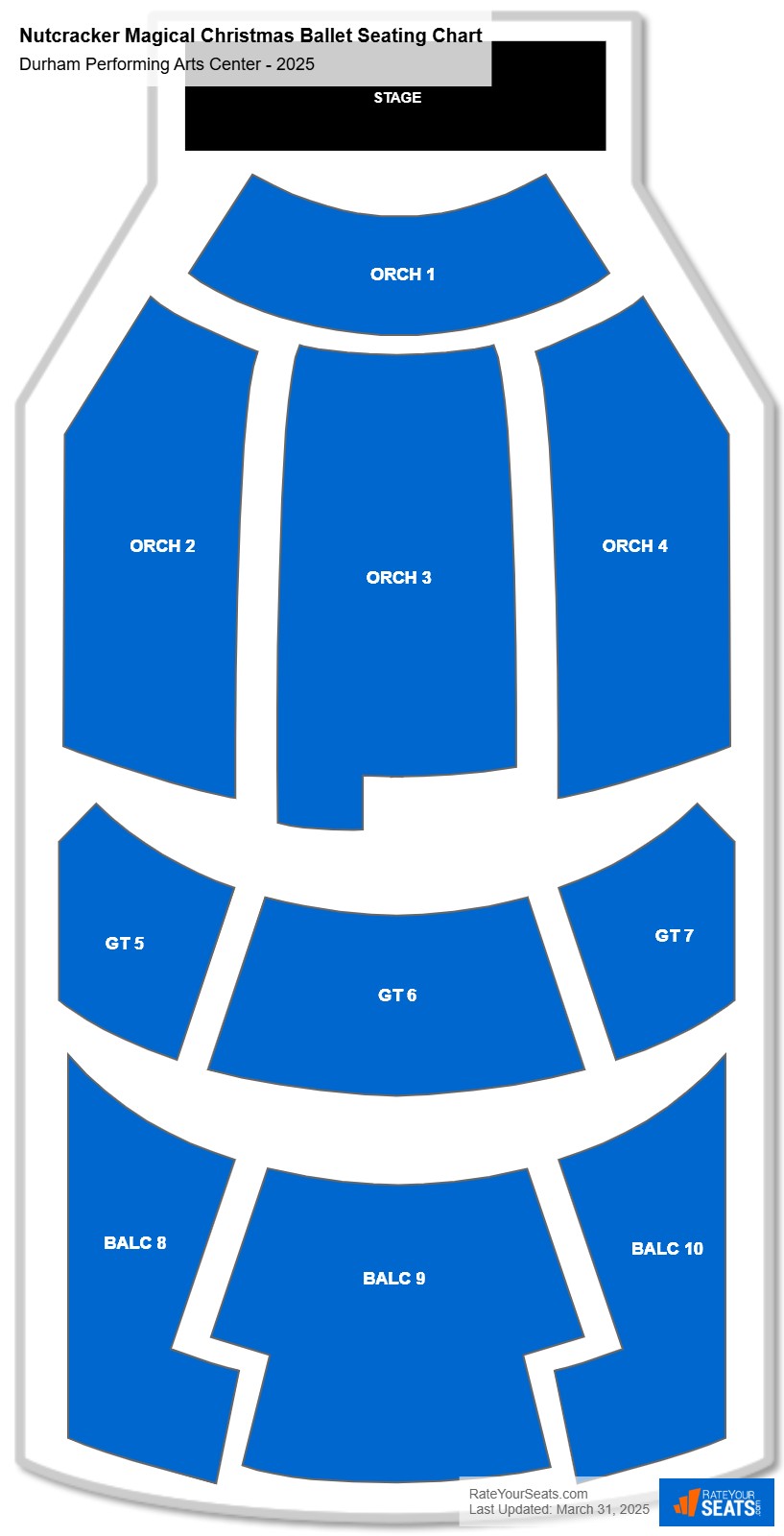 Nutcracker Magical Christmas Ballet seating chart Durham Performing Arts Center