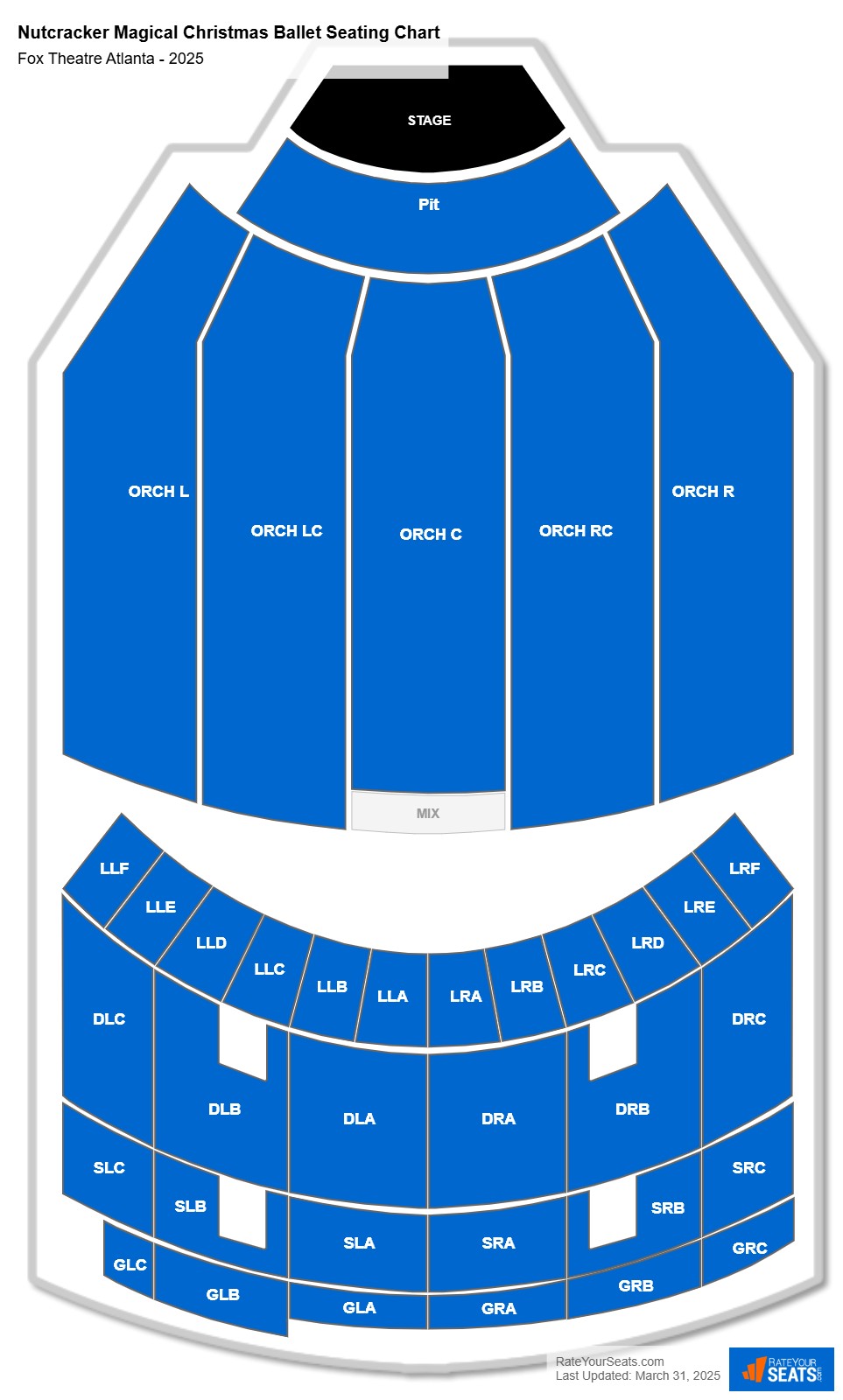 Nutcracker Magical Christmas Ballet seating chart Fox Theatre Atlanta