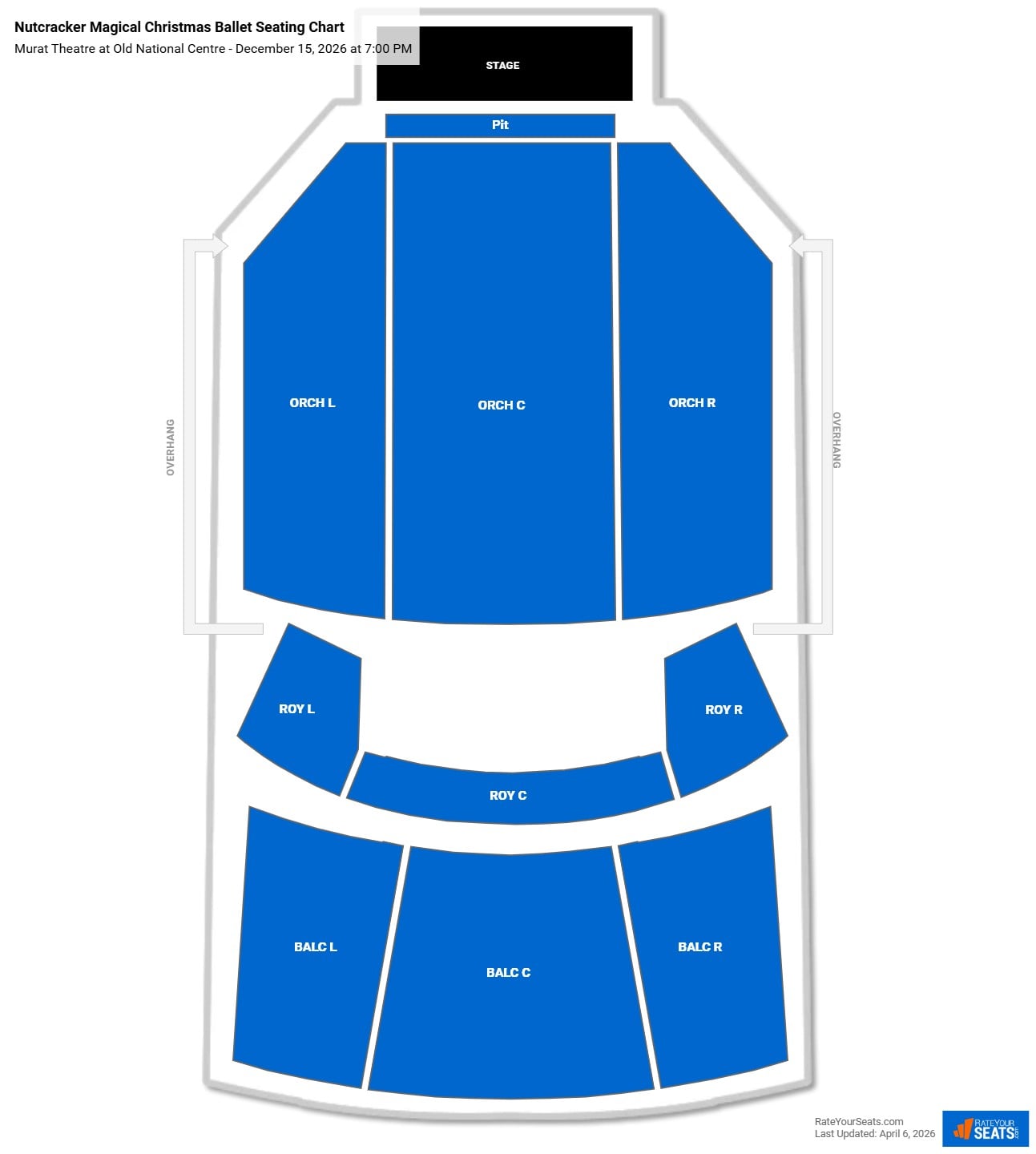 Nutcracker Magical Christmas Ballet Seating Chart at Murat Theatre at Old National Centre