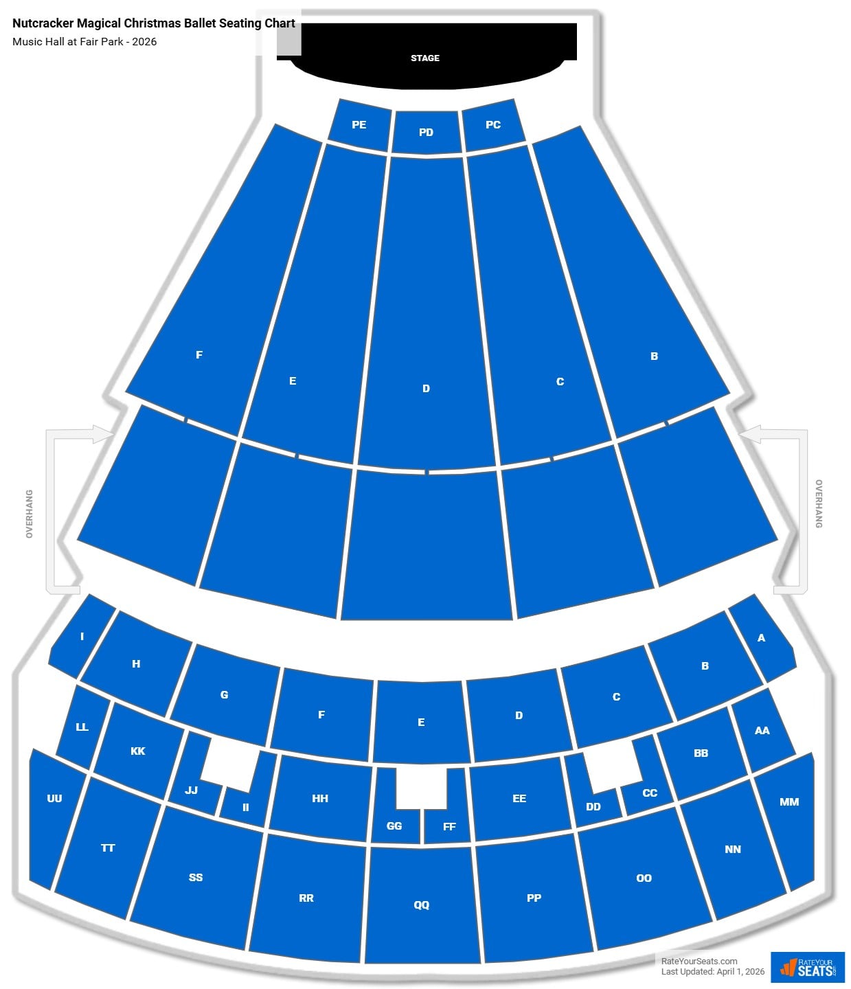 Nutcracker Magical Christmas Ballet seating chart Music Hall at Fair Park