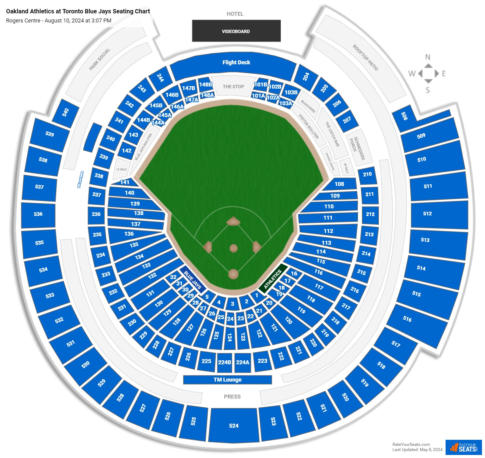 Oakland Athletics at Toronto Blue Jays seating chart Rogers Centre