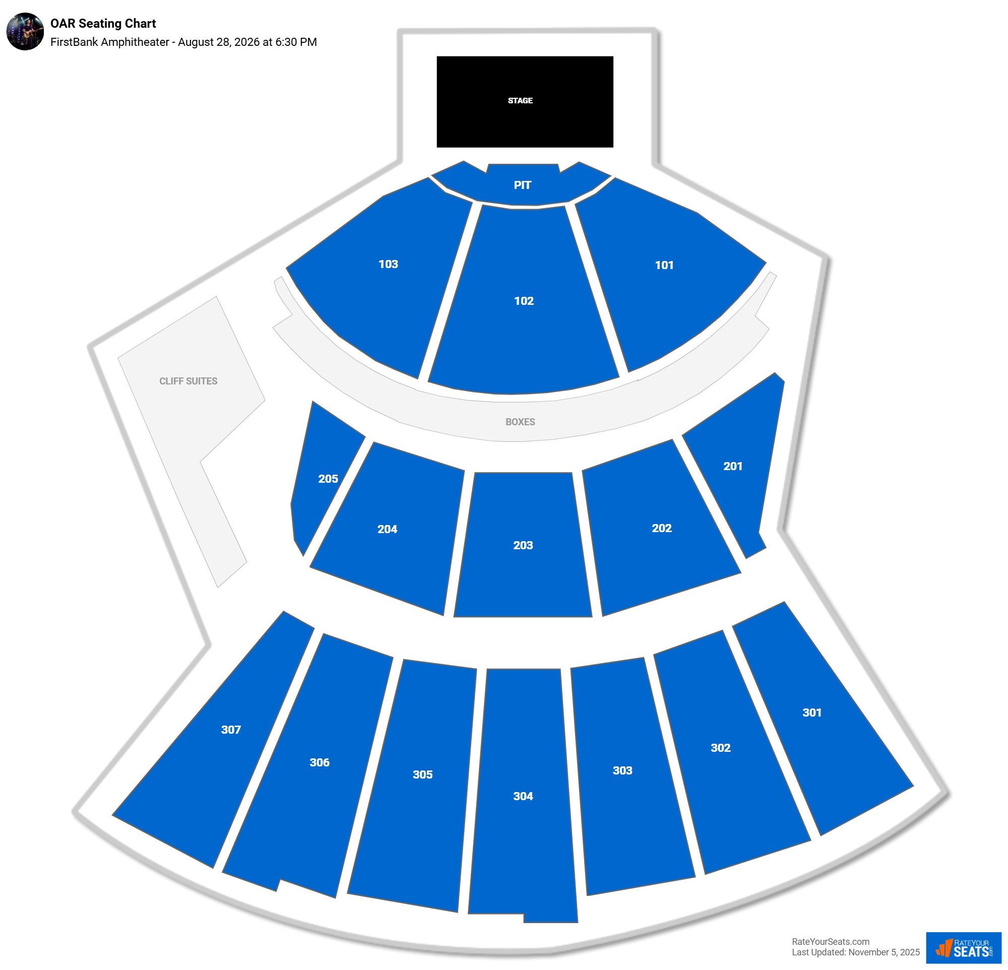 OAR seating chart FirstBank Amphitheater