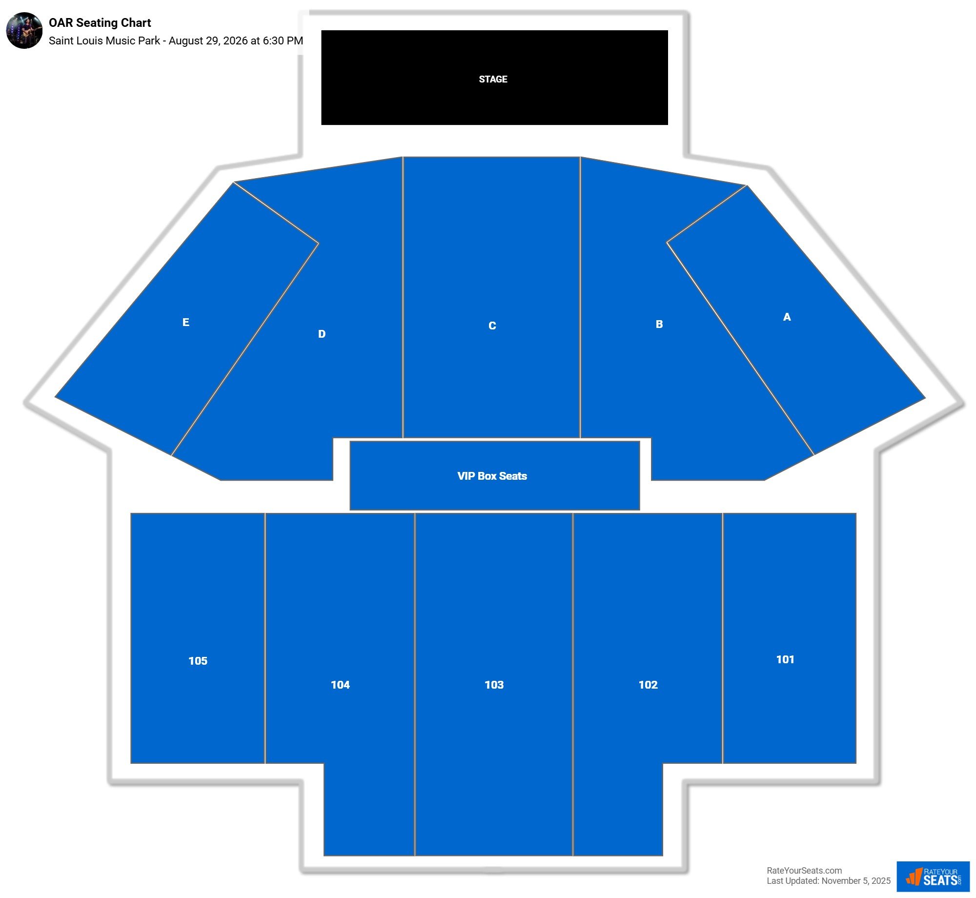 OAR seating chart Saint Louis Music Park