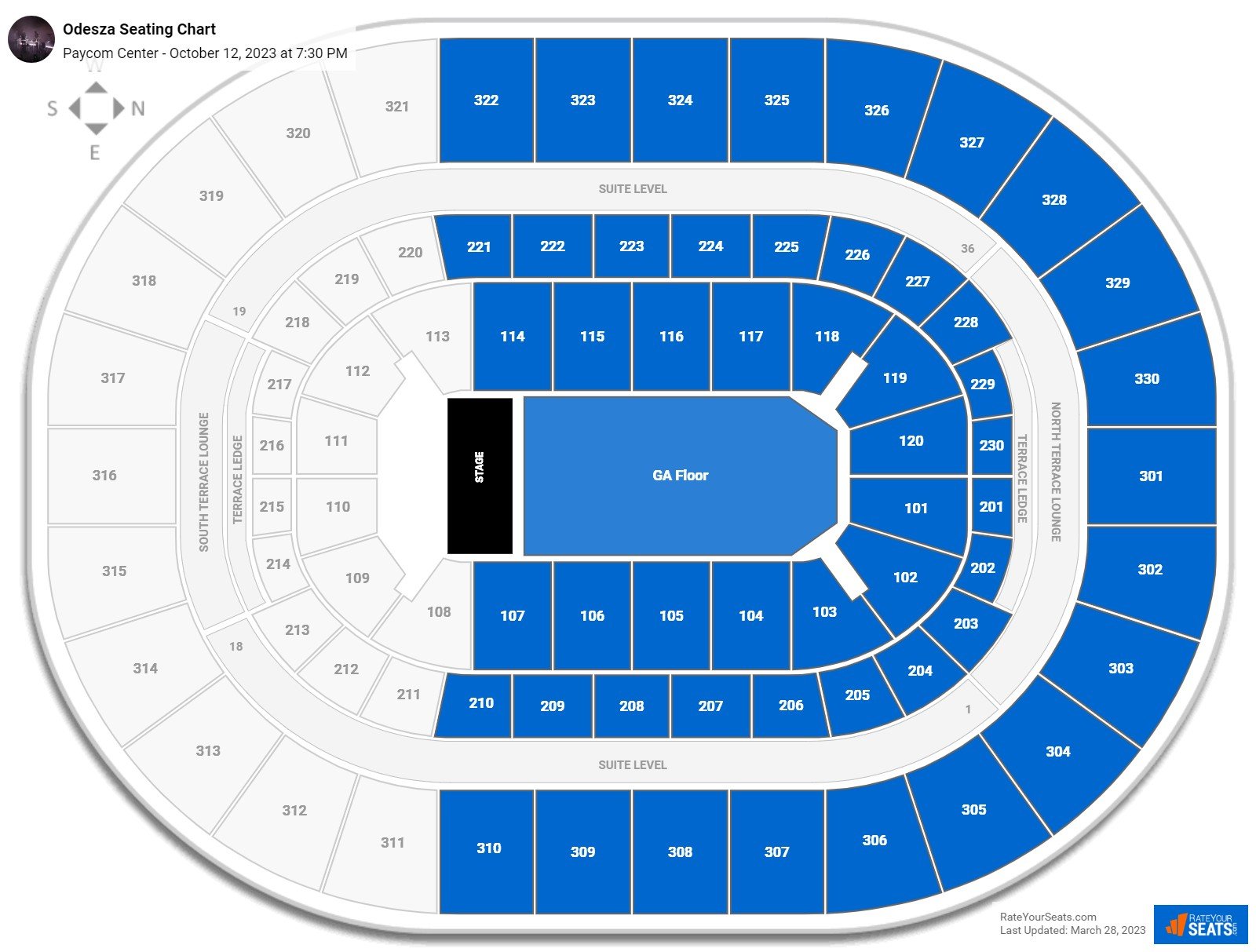 Odesza seating chart Paycom Center