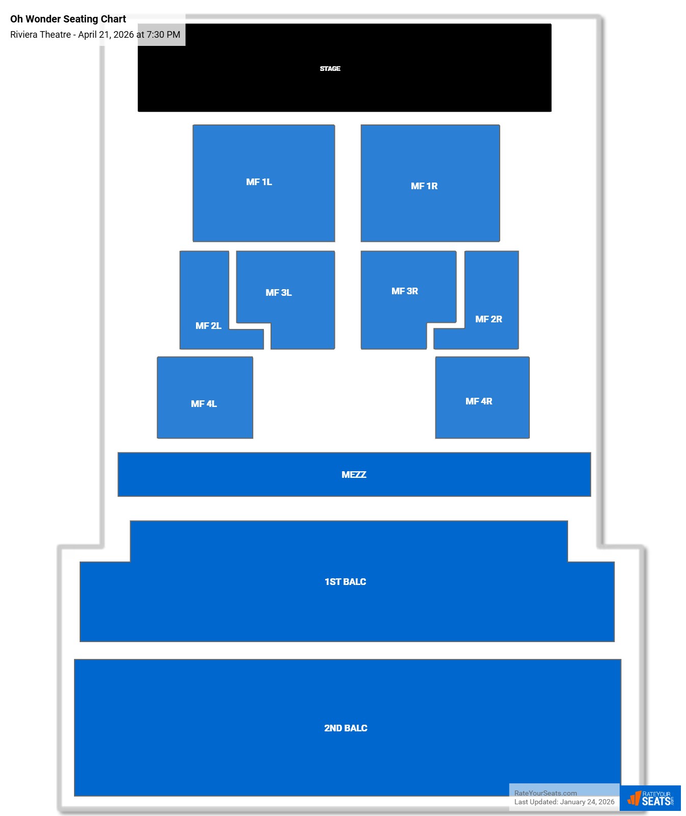 Oh Wonder seating chart Riviera Theatre