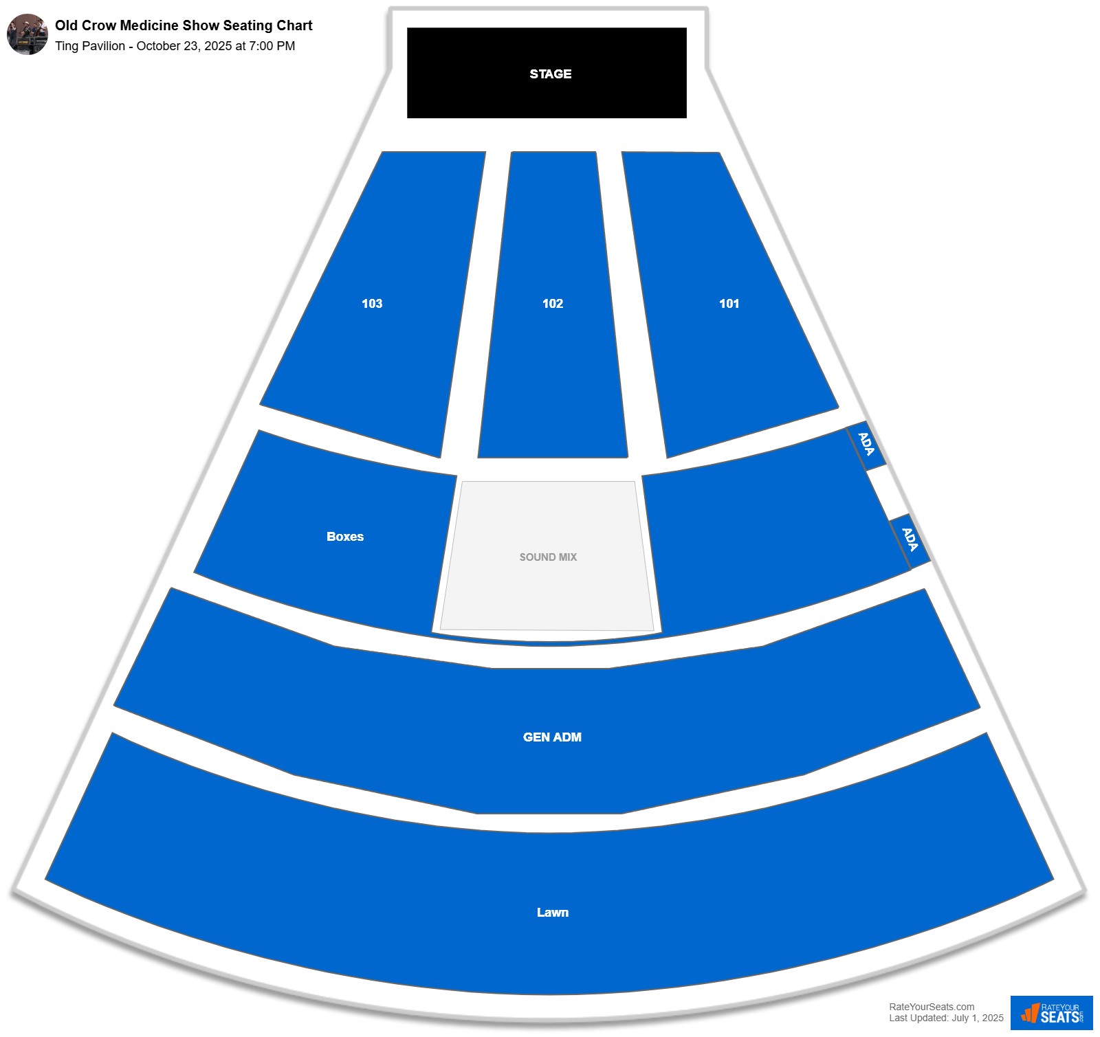 Old Crow Medicine Show seating chart Ting Pavilion