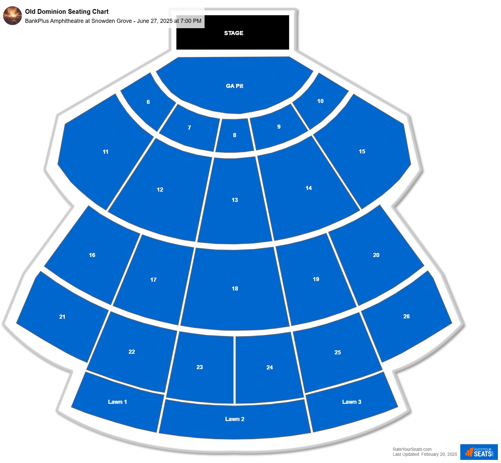 Old Dominion seating chart BankPlus Amphitheatre at Snowden Grove