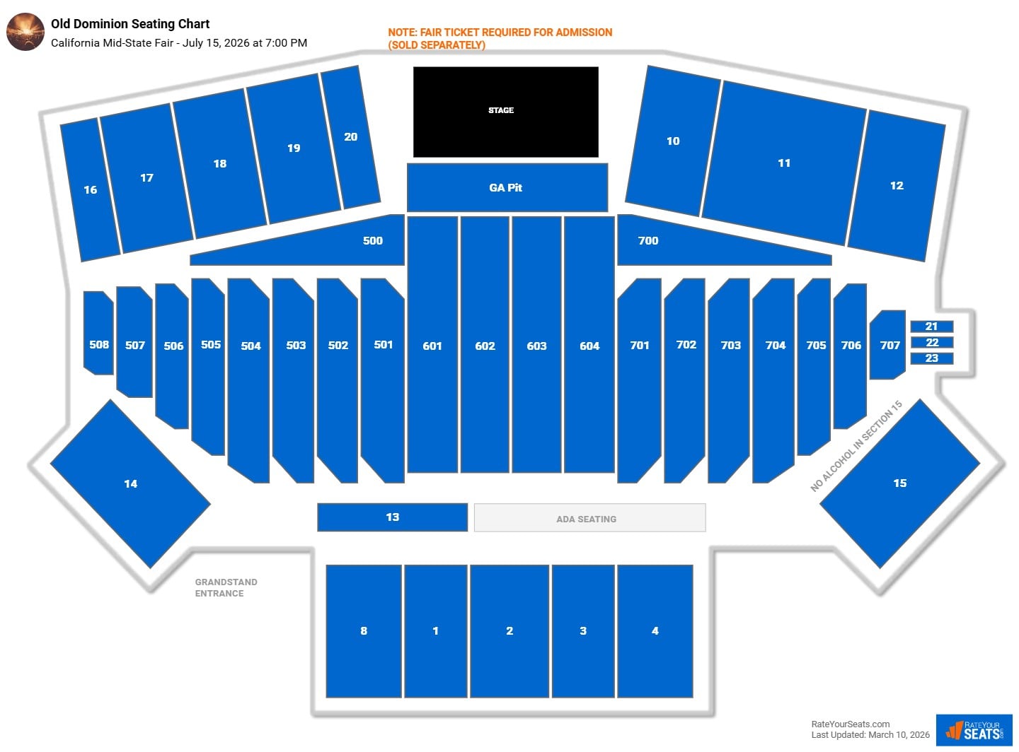 Old Dominion seating chart California Mid-State Fair