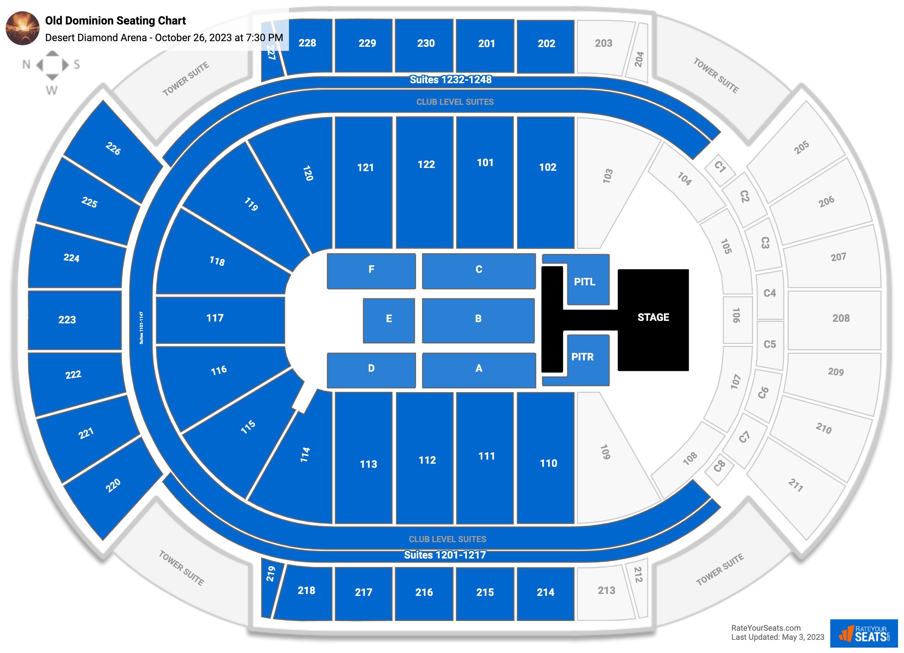 Old Dominion seating chart Desert Diamond Arena