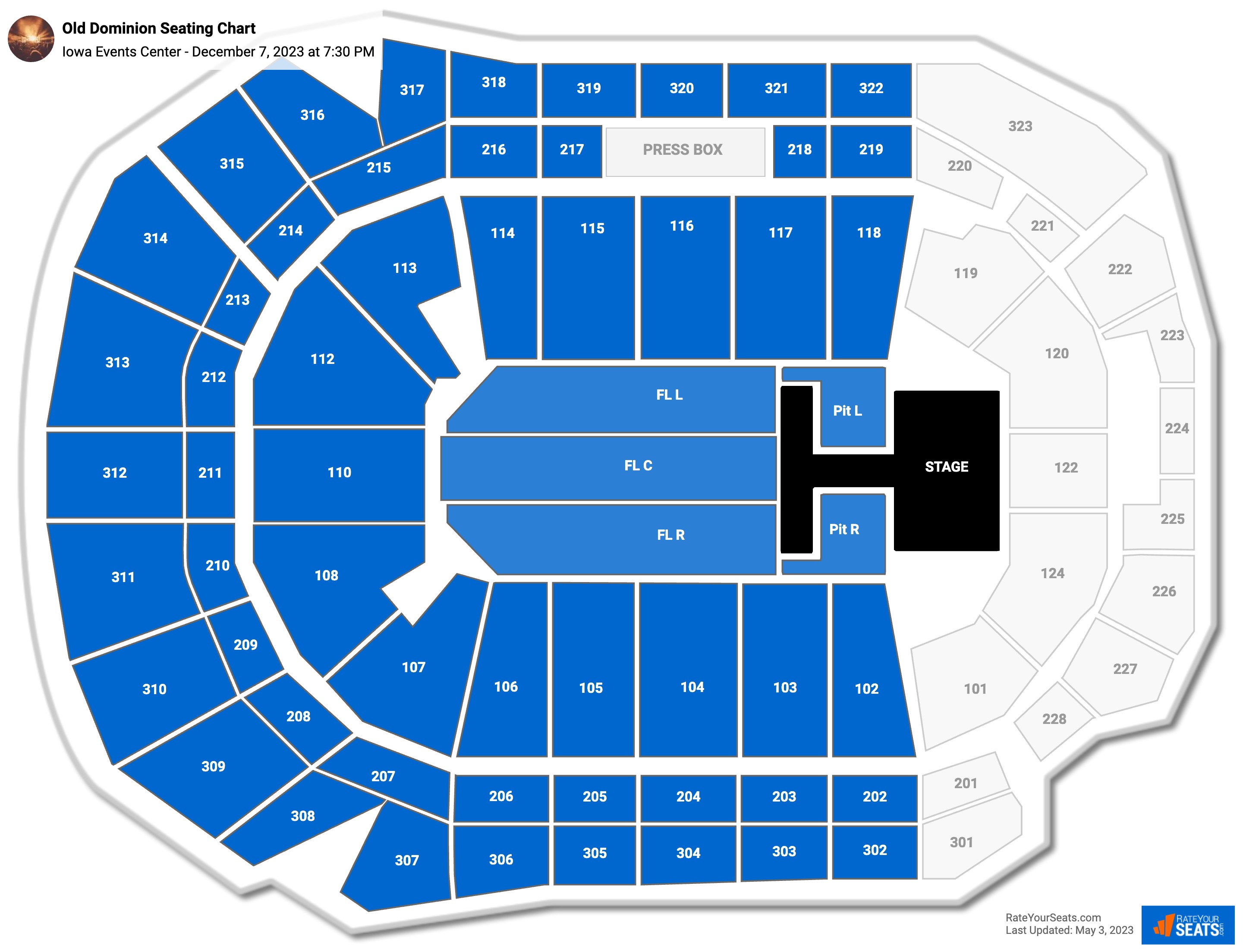 Iowa Events Center Concert Seating Chart