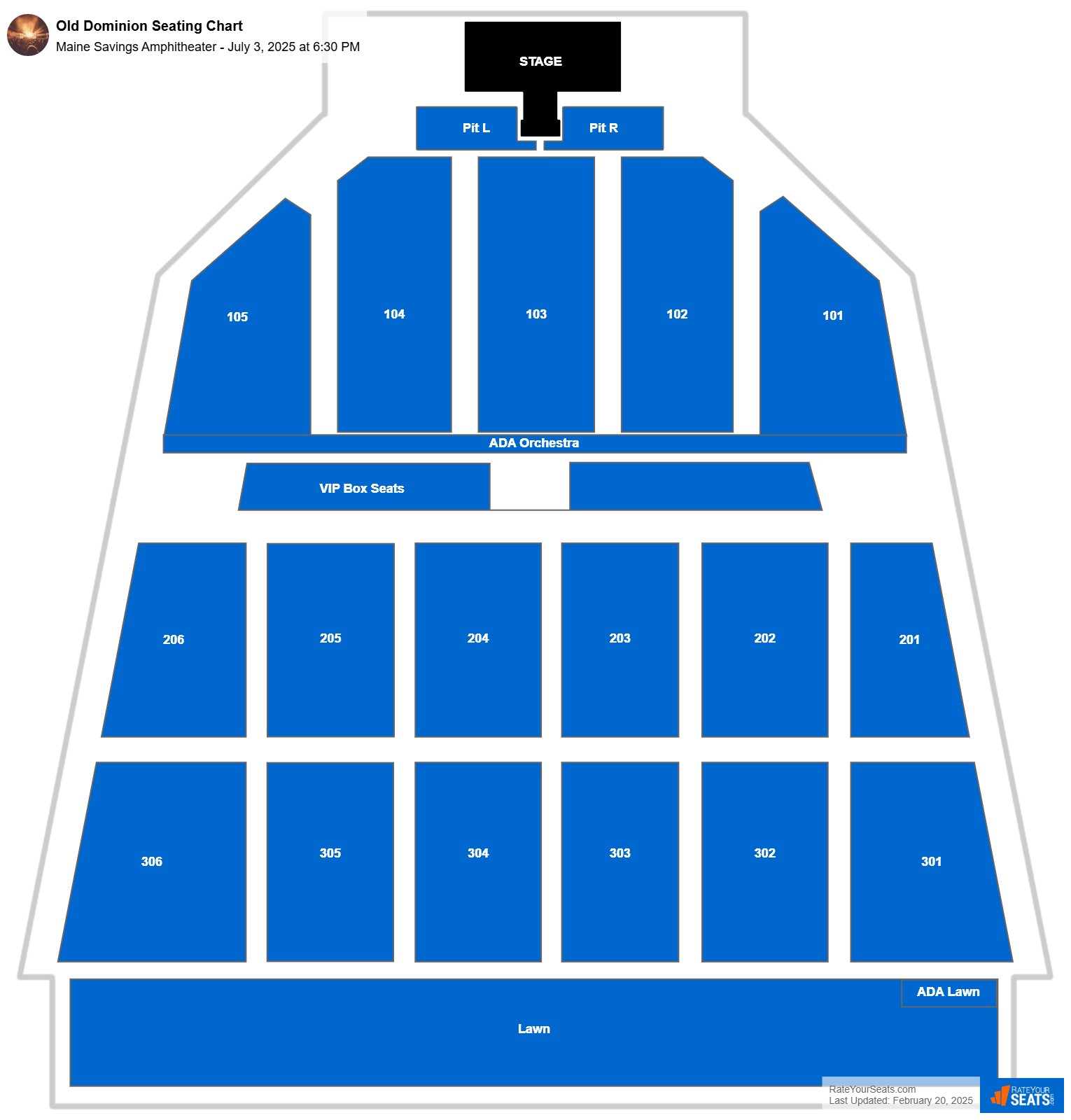 Old Dominion seating chart Maine Savings Amphitheater