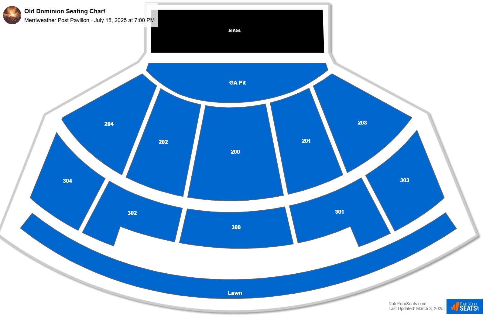 Old Dominion seating chart Merriweather Post Pavilion