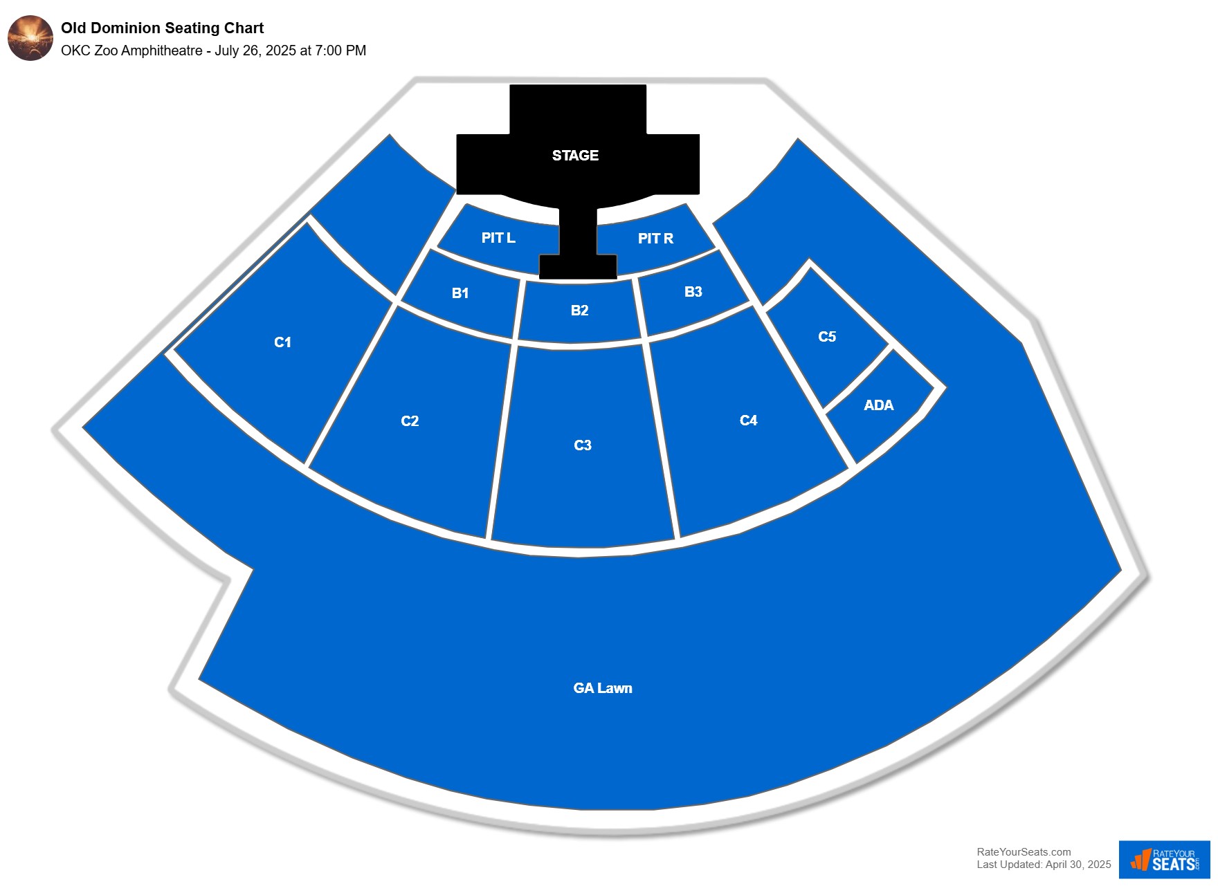 Old Dominion seating chart OKC Zoo Amphitheatre