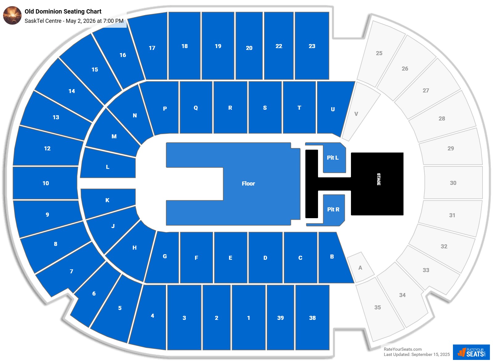 Old Dominion seating chart SaskTel Centre