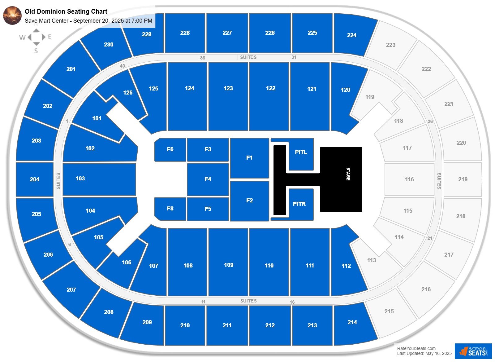 Old Dominion seating chart Save Mart Center