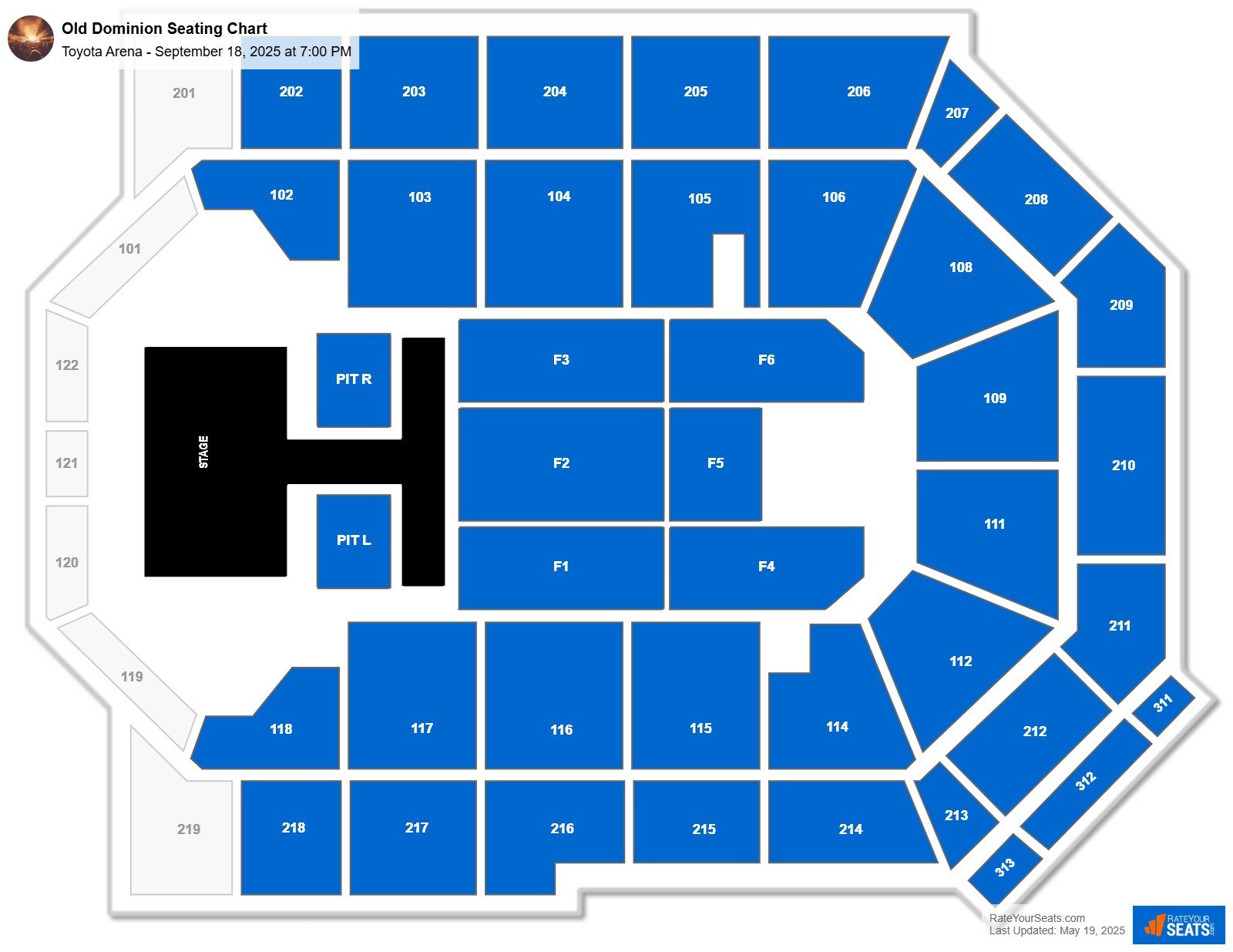 Old Dominion seating chart Toyota Arena
