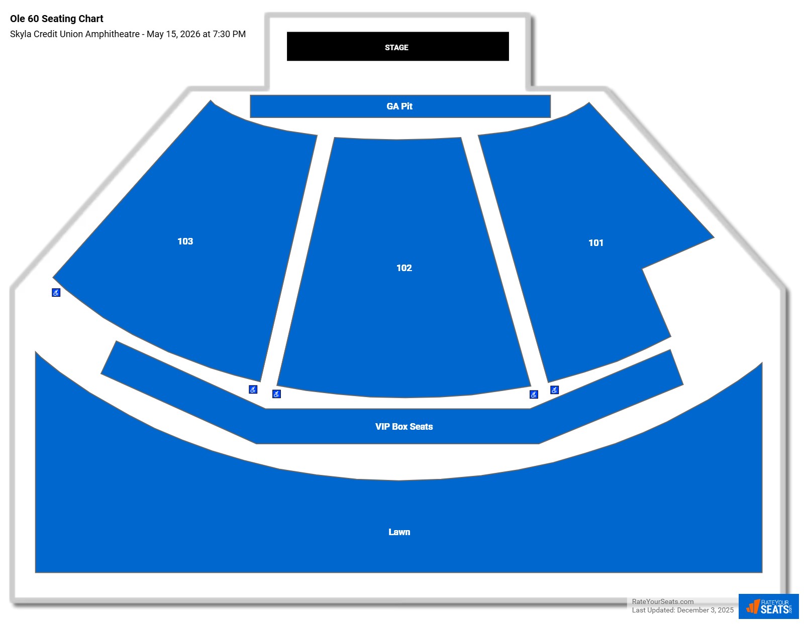 Ole 60 seating chart Skyla Credit Union Amphitheatre