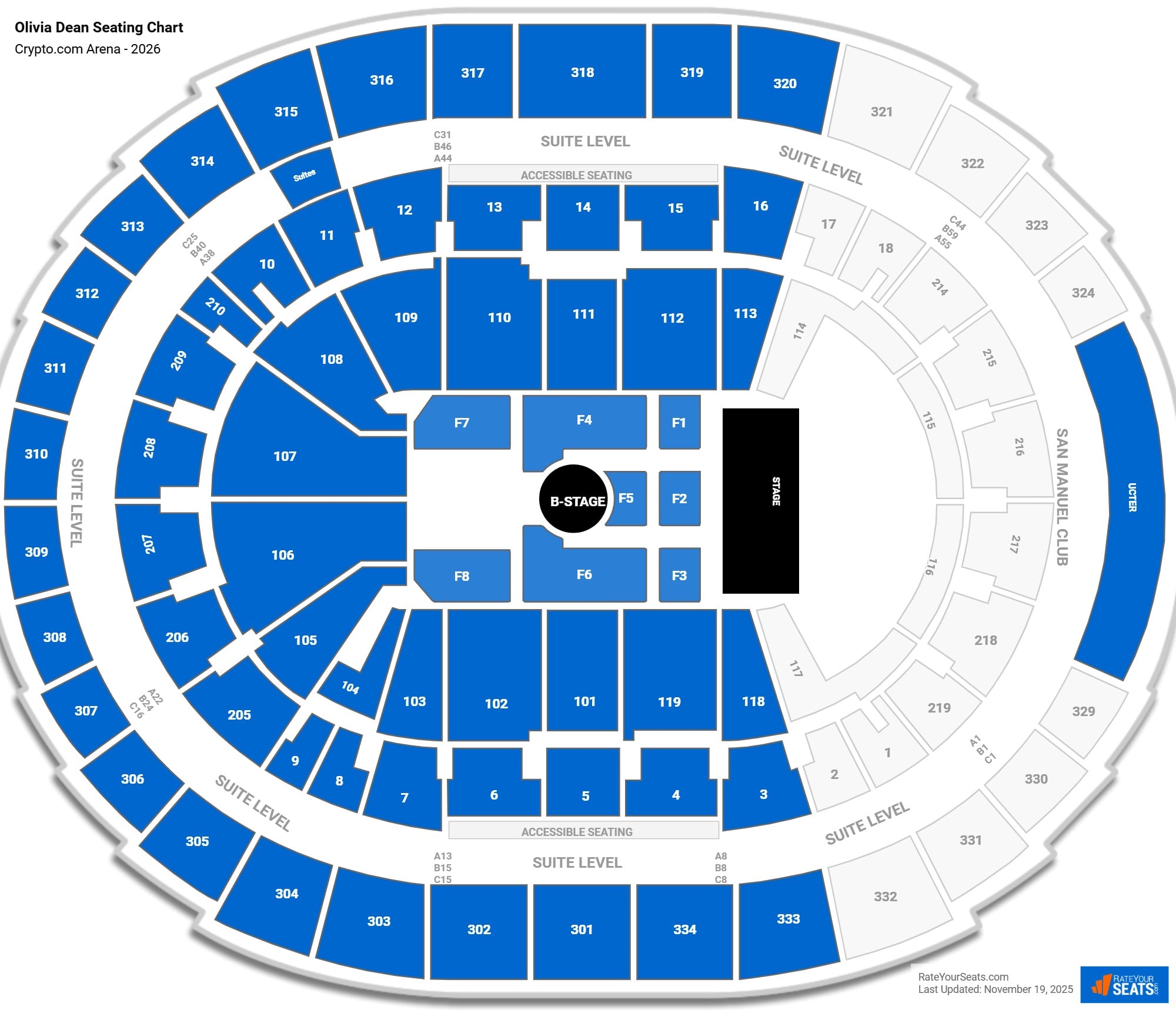 Olivia Dean seating chart Crypto.com Arena