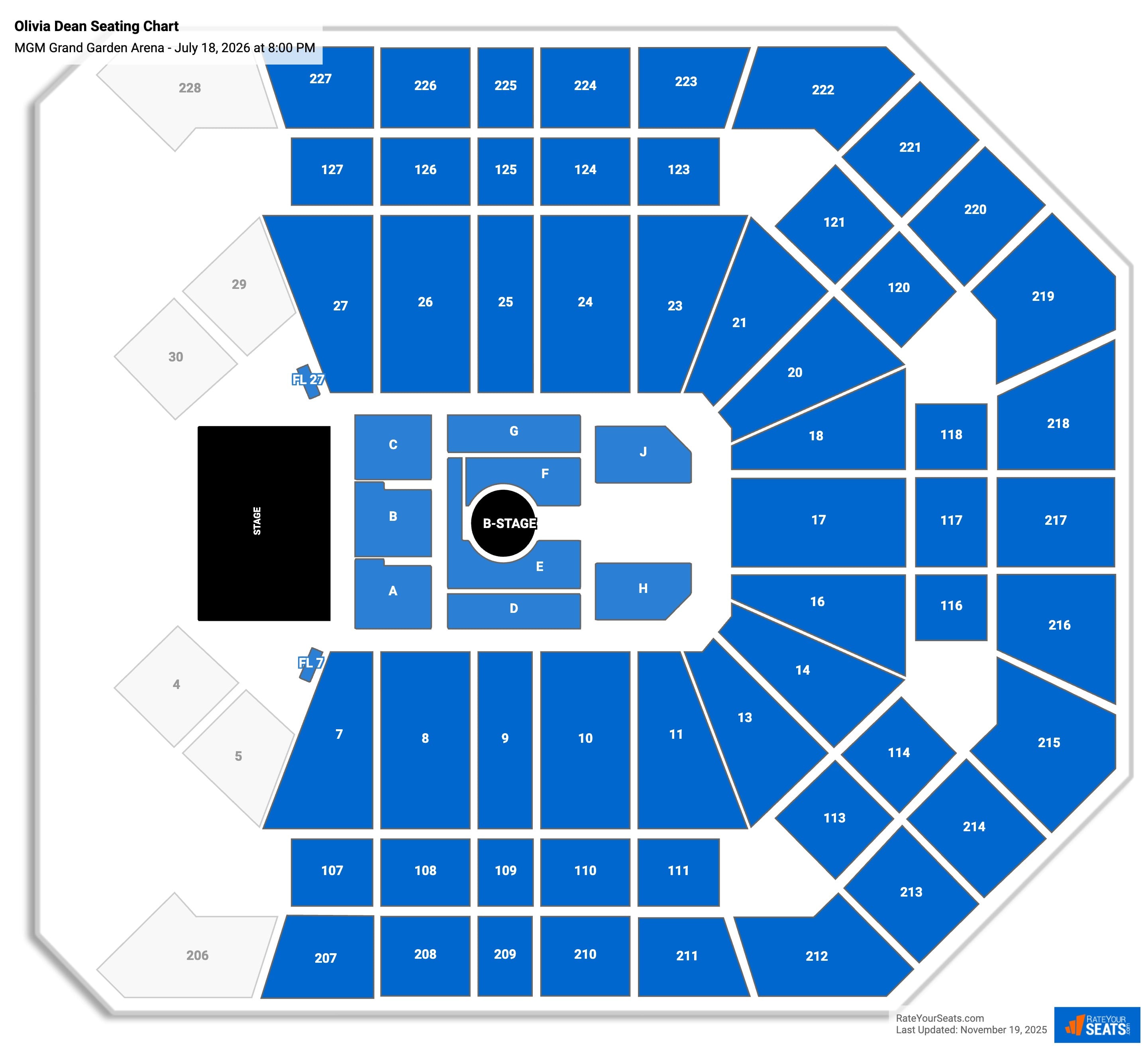Olivia Dean seating chart MGM Grand Garden Arena