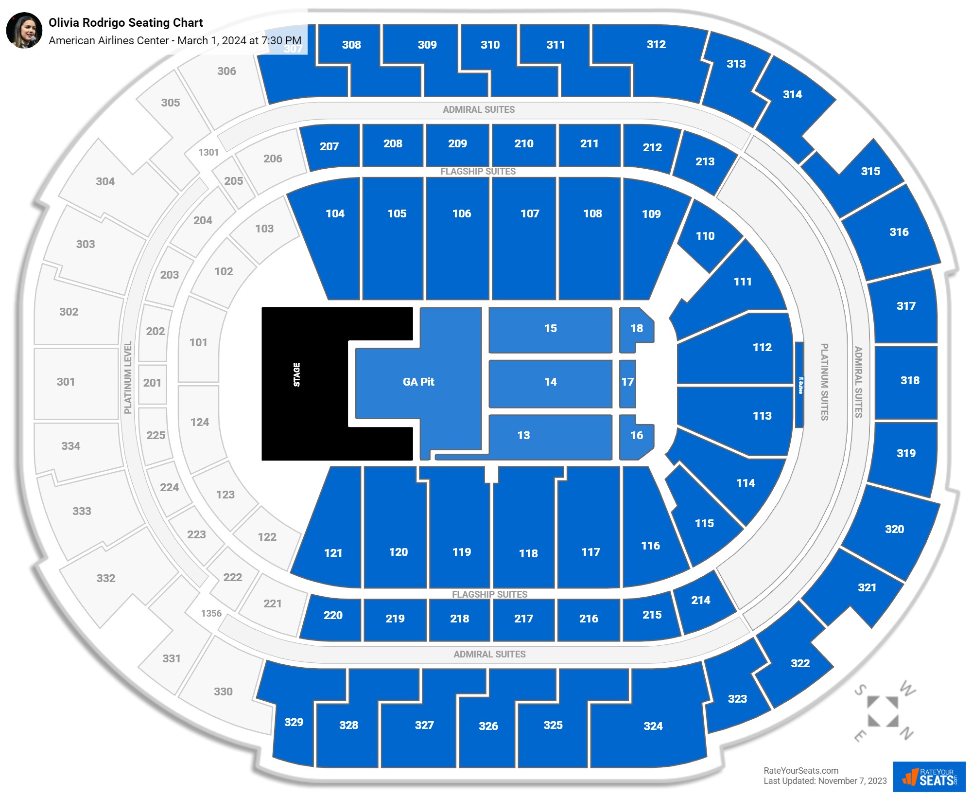 Olivia Rodrigo seating chart American Airlines Center