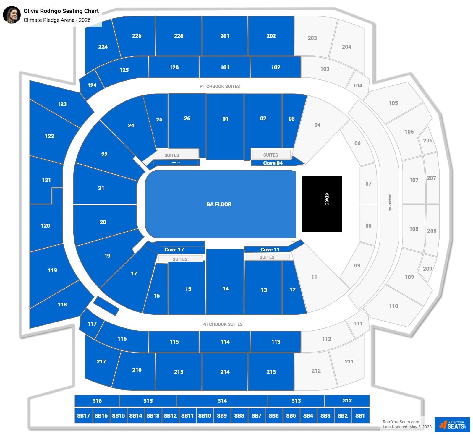 Olivia Rodrigo Seating Chart at Climate Pledge Arena