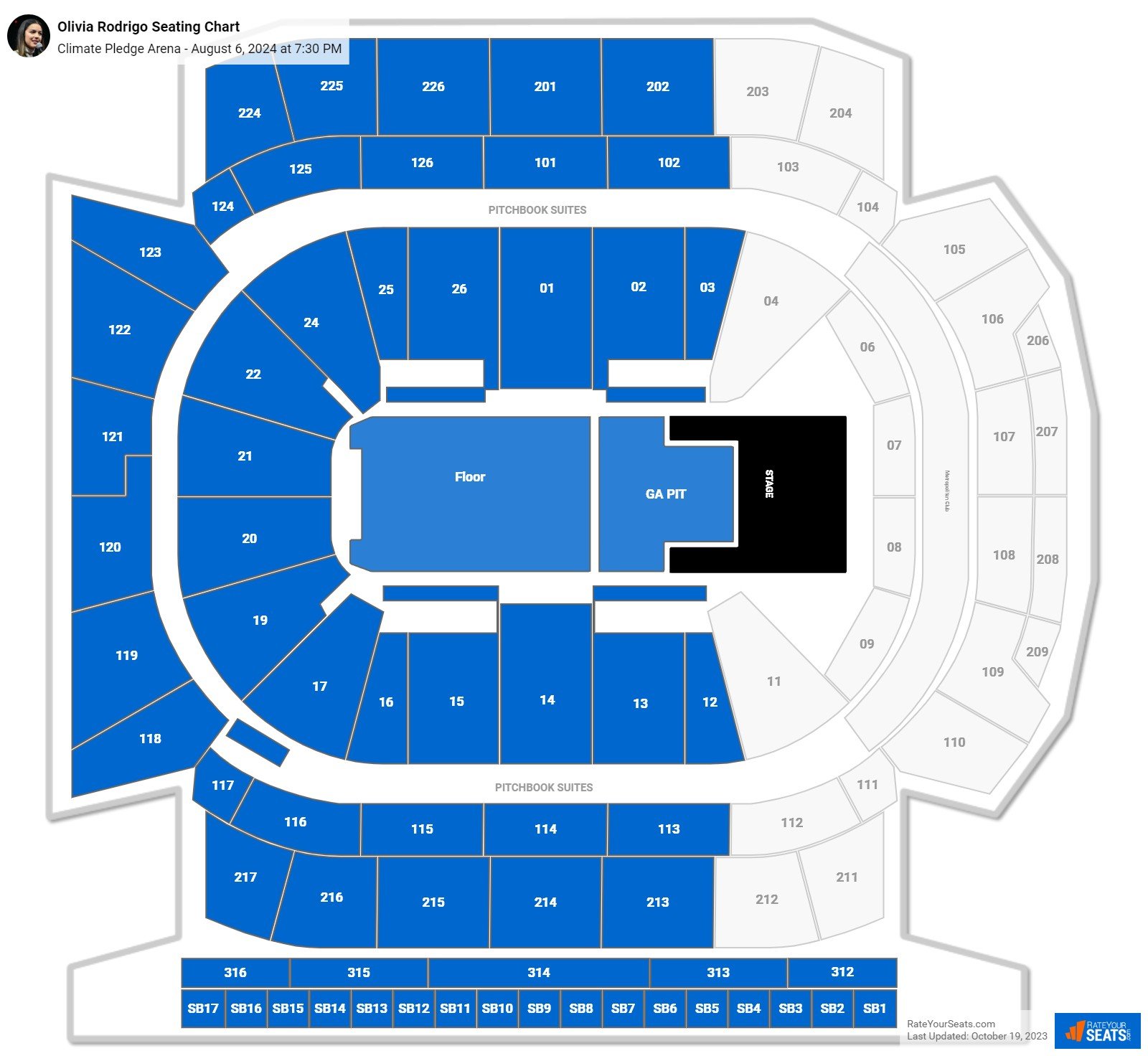 Olivia Rodrigo seating chart Climate Pledge Arena