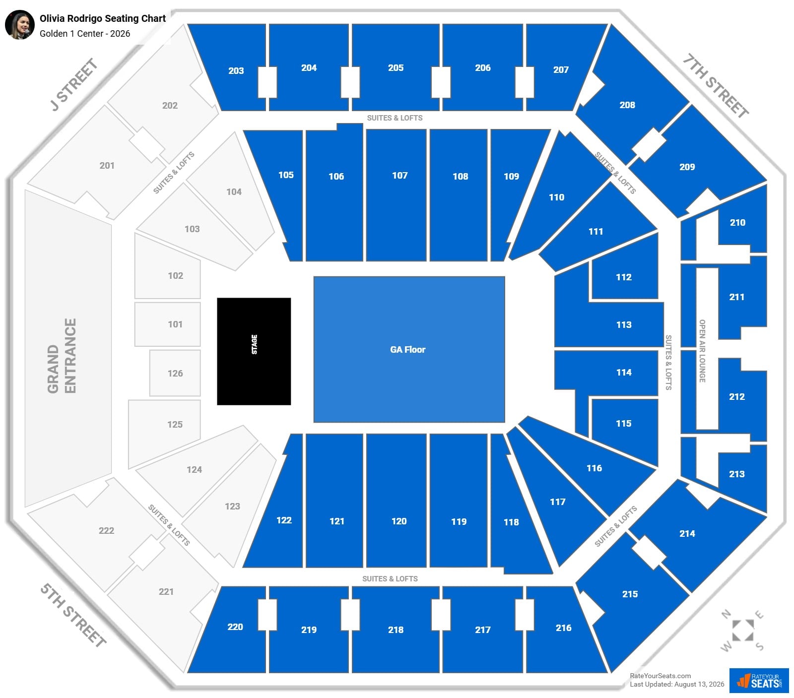 Olivia Rodrigo Seating Chart at Golden 1 Center