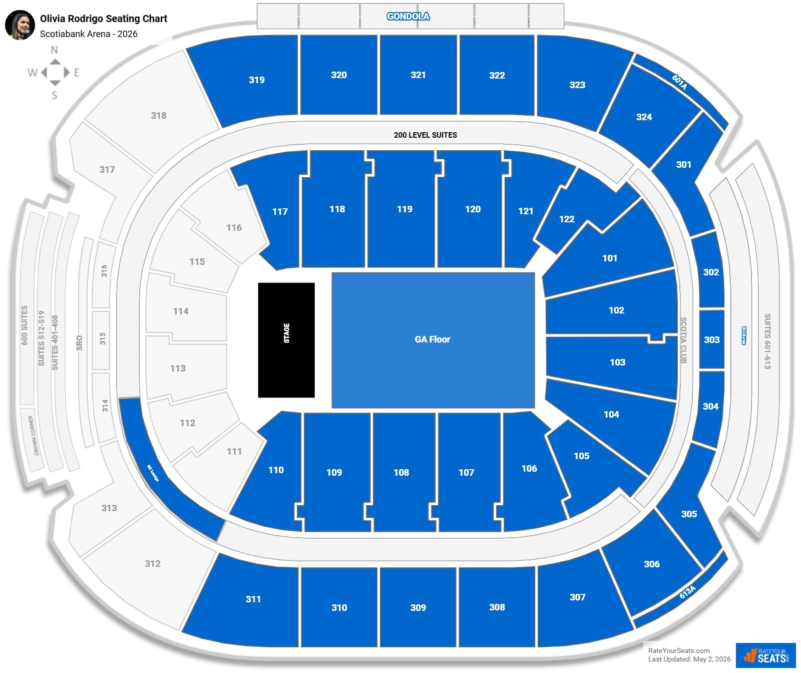 Olivia Rodrigo Seating Chart at Scotiabank Arena