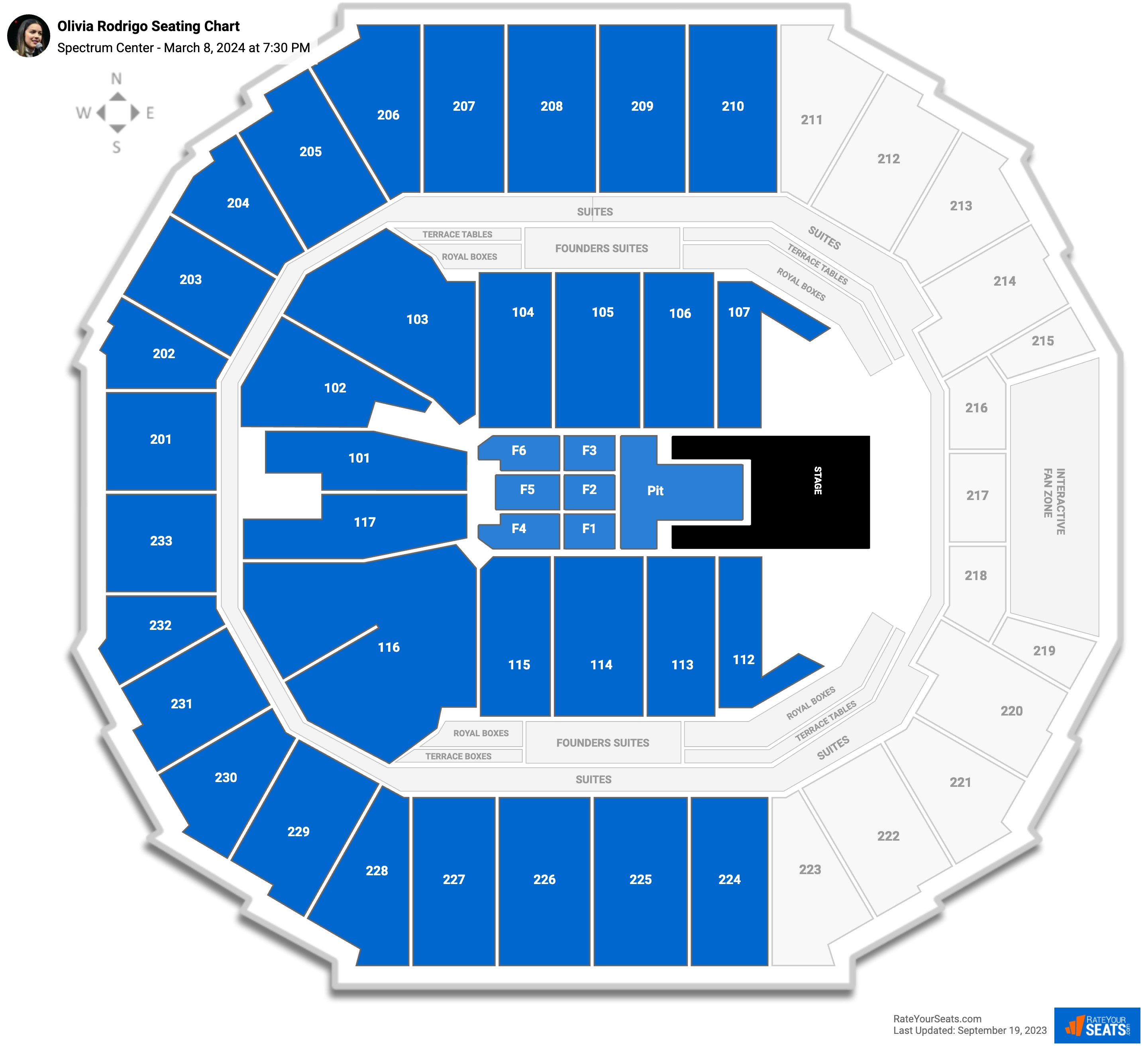 Olivia Rodrigo seating chart Spectrum Center