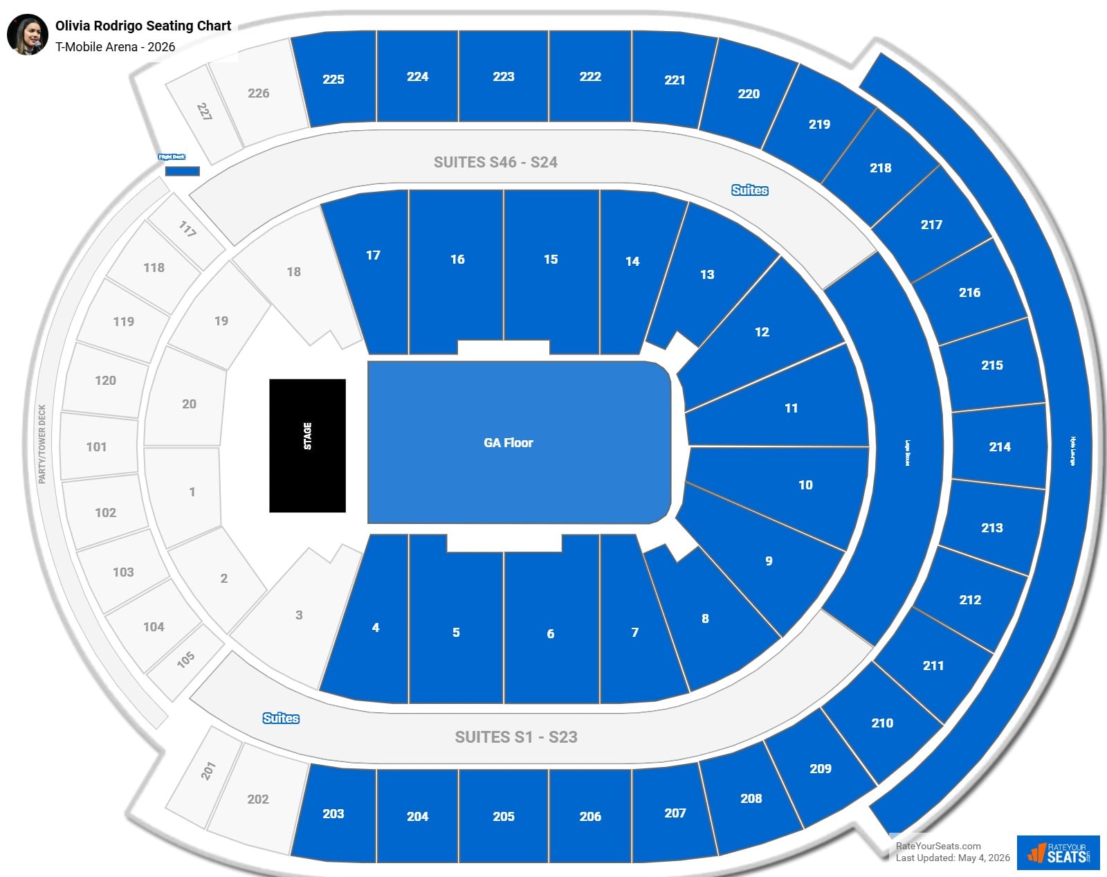 Olivia Rodrigo Seating Chart at T-Mobile Arena