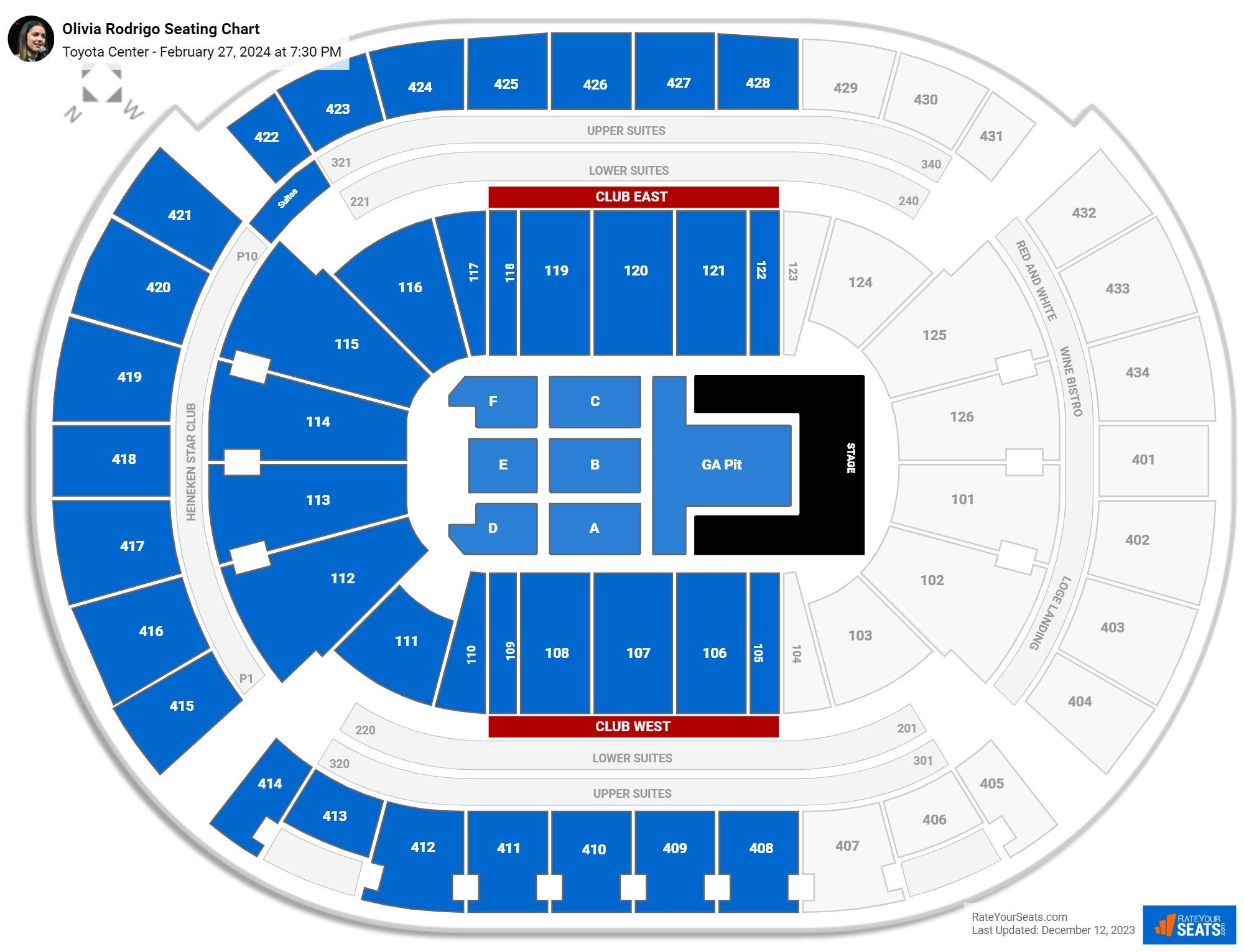 Toyota Center Concert Seating Chart Rateyourseats Com