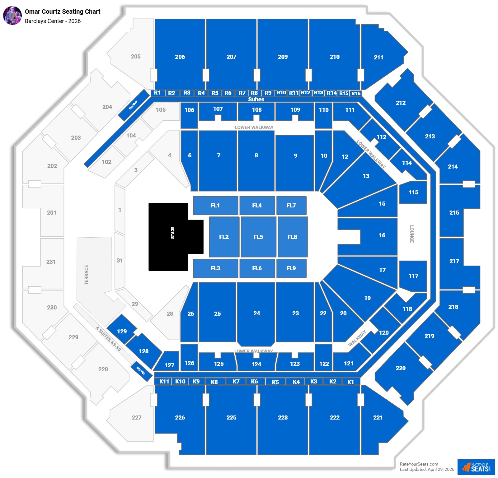 Omar Courtz Seating Chart at Barclays Center