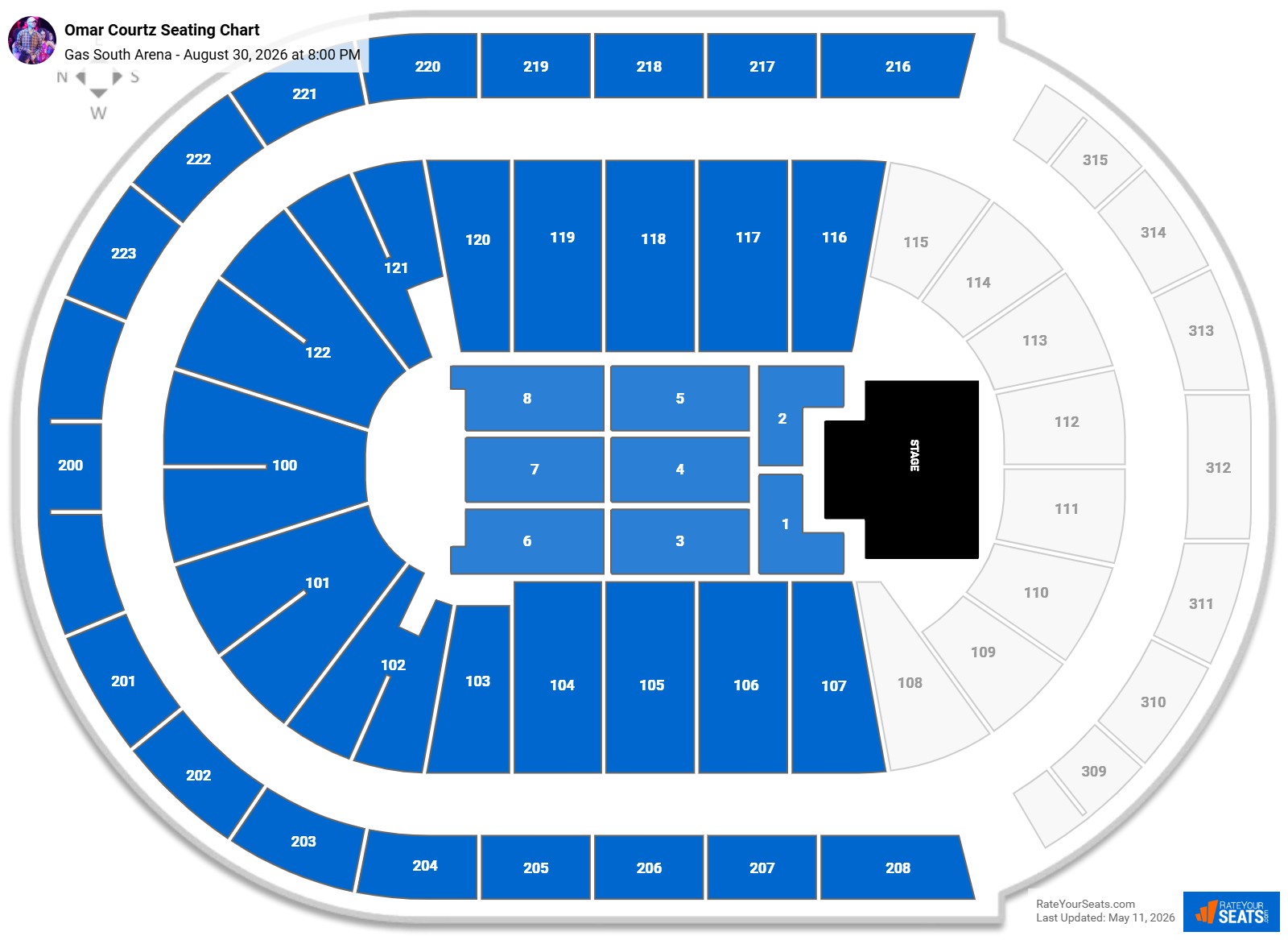 Omar Courtz seating chart Gas South Arena