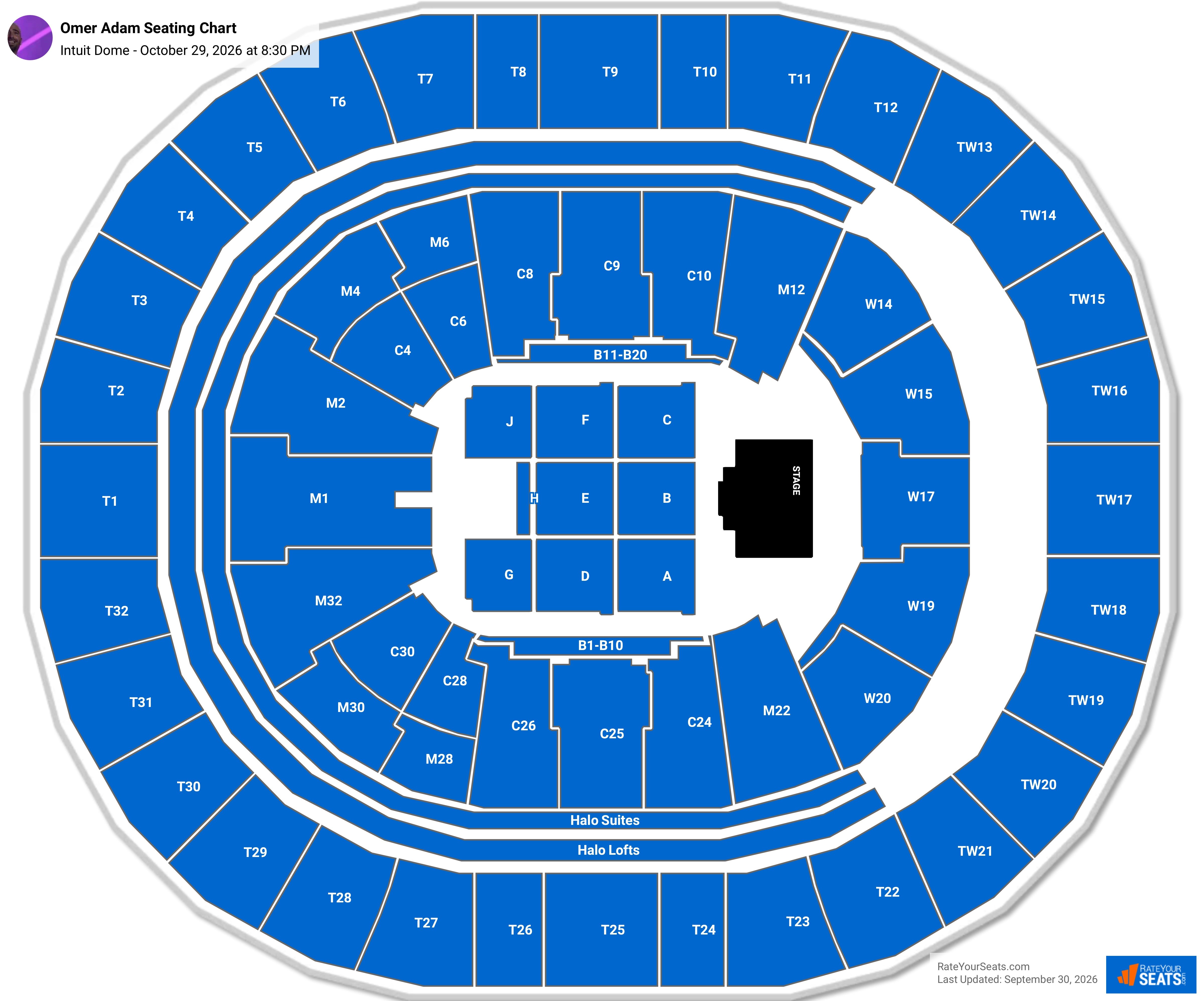 Omer Adam Seating Chart at Intuit Dome