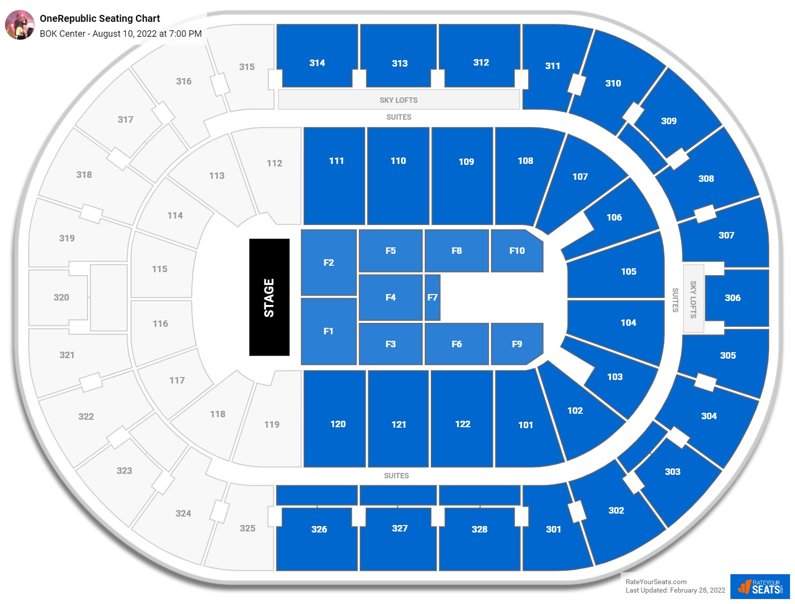 OneRepublic seating chart BOK Center