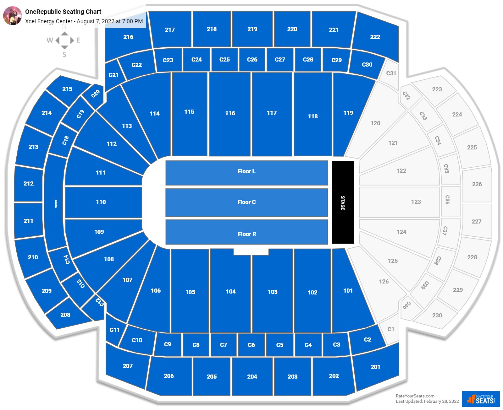 OneRepublic seating chart Xcel Energy Center