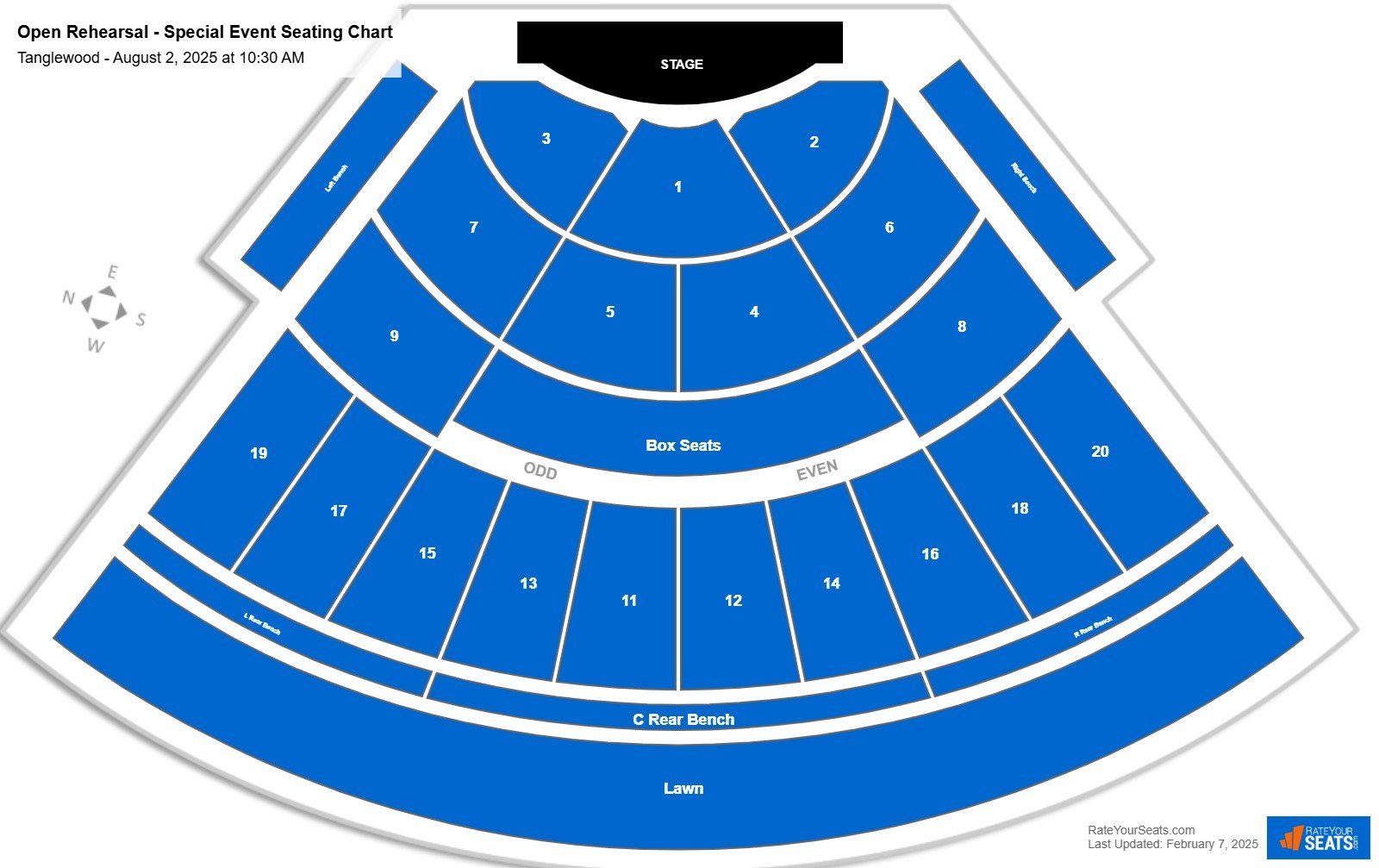 Open Rehearsal - Special Event seating chart Tanglewood