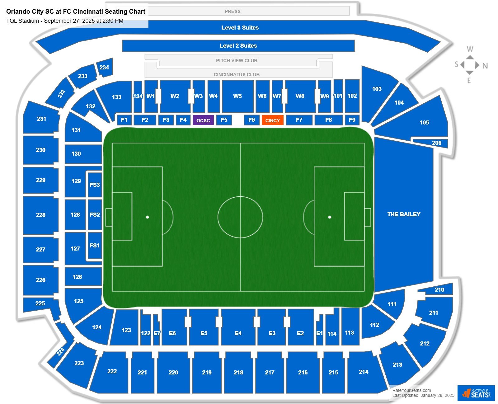 Orlando City SC at FC Cincinnati seating chart TQL Stadium